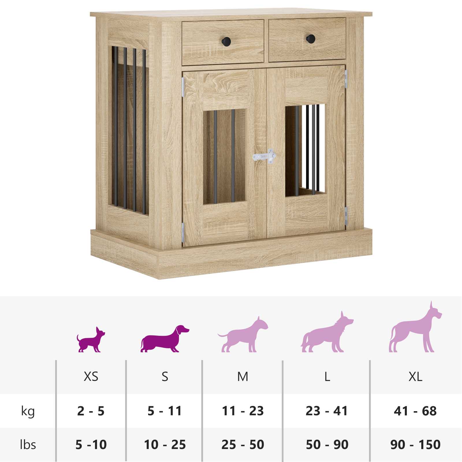 Mobile da cassa per cani Rovere Sonoma 80 x 47,5 x 80 cm