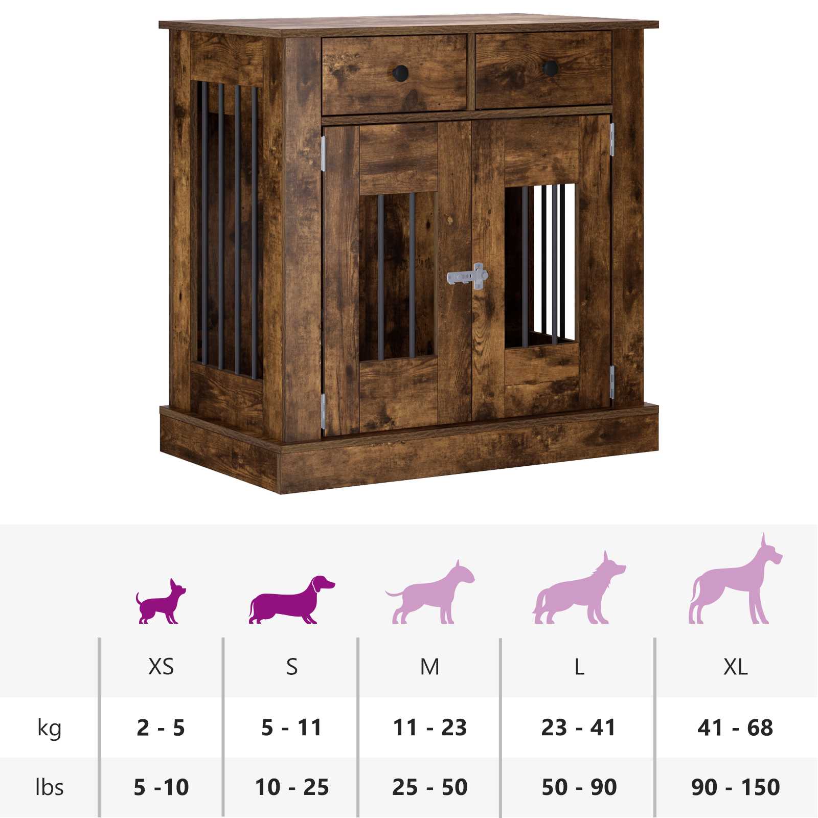 Mobile da cassa per cani Rovere Fumo 80 x 47,5 x 80 cm