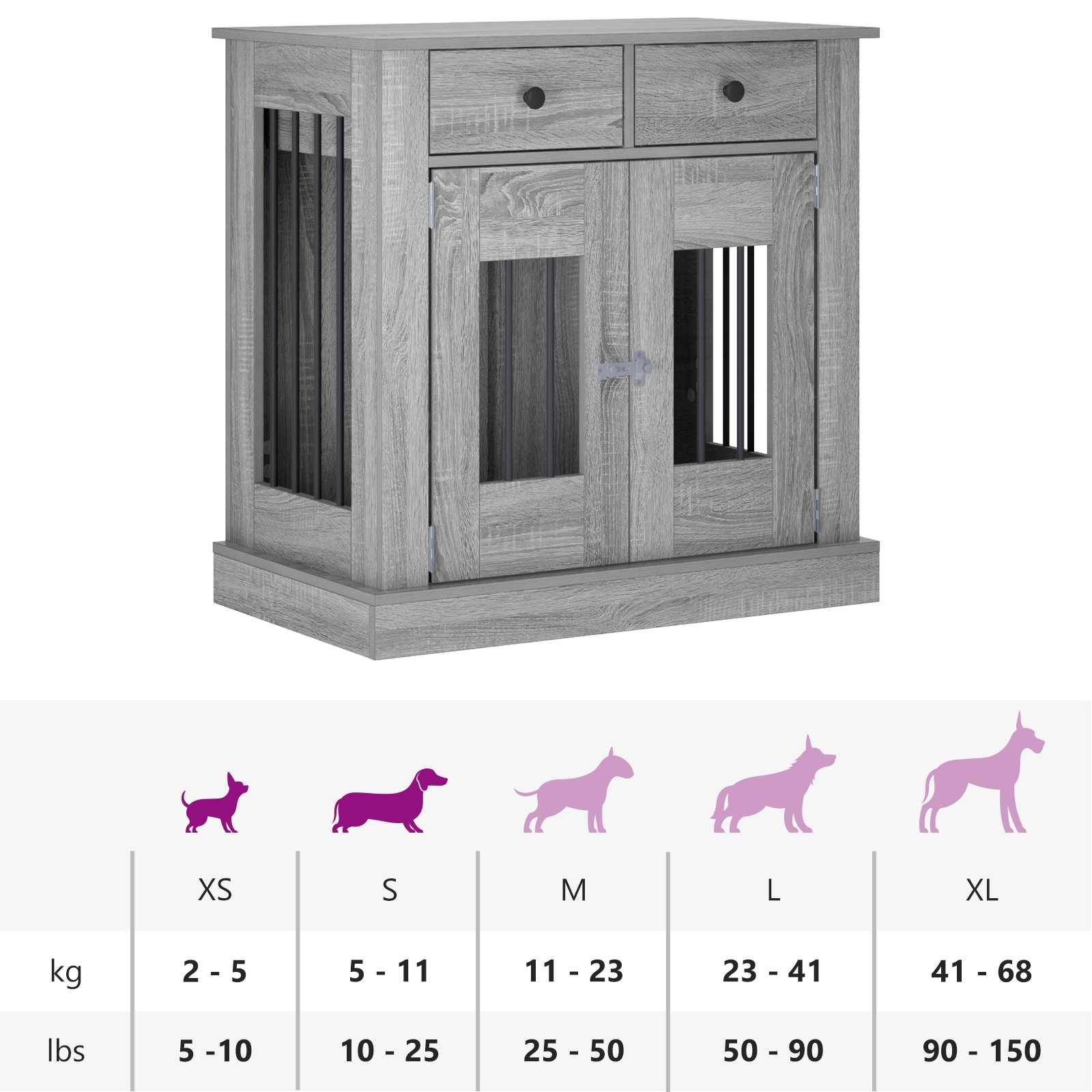 Mobile da cassa per cani Sonoma grigio 80 x 47,5 x 80 cm
