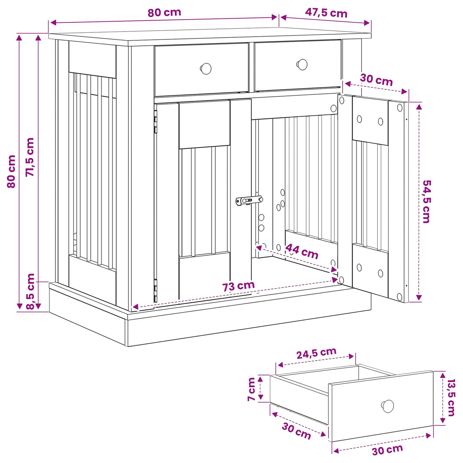 Mobile da cassa per cani Legno antico 80 x 47,5 x 80 cm