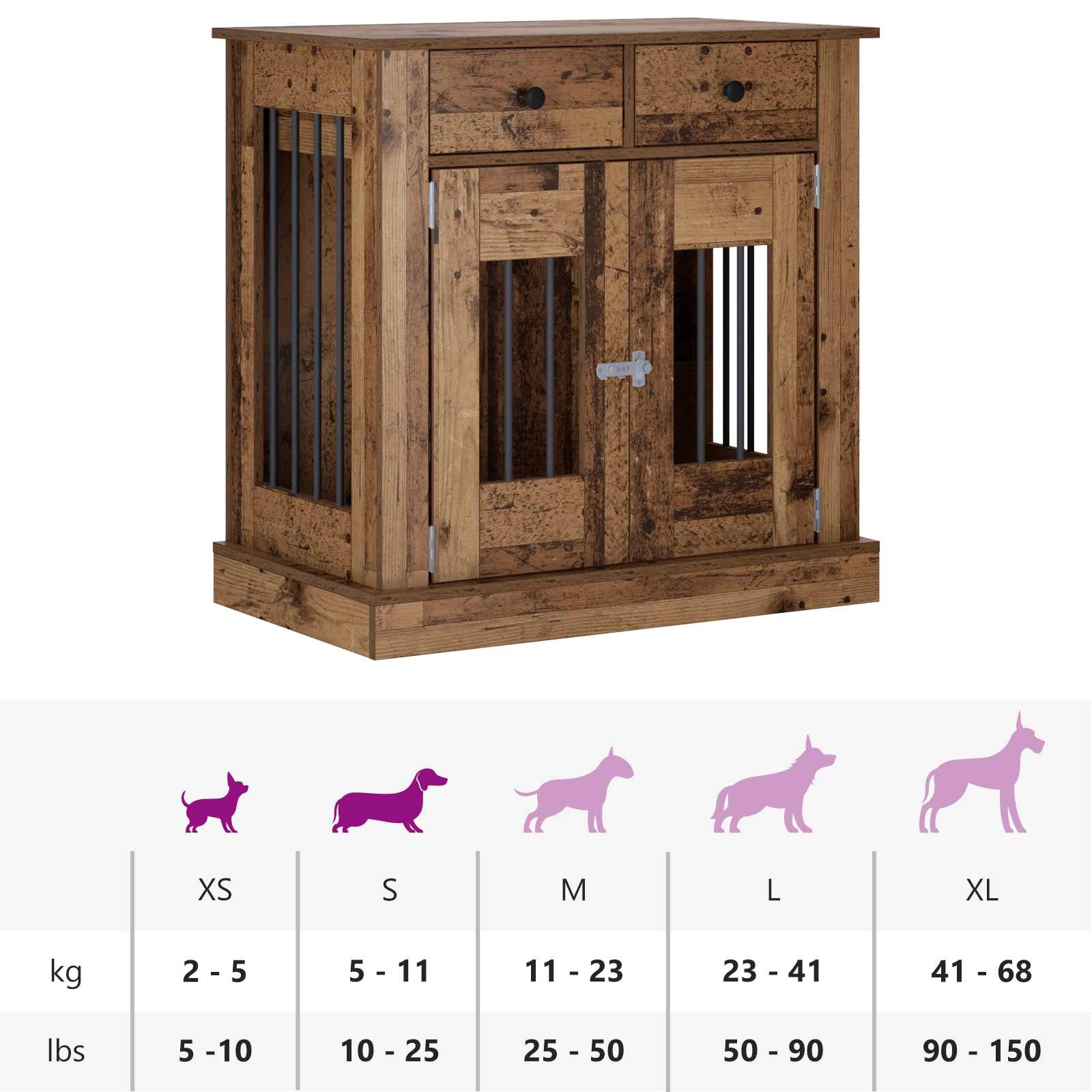 Mobile da cassa per cani Legno antico 80 x 47,5 x 80 cm