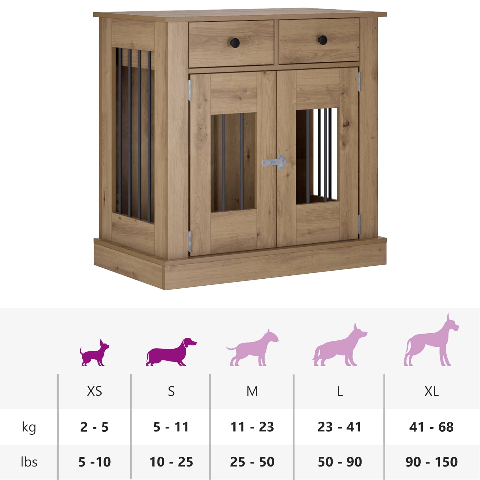 Mobile da cassa per cani Rovere Artigianale 80 x 47,5 x 80 cm