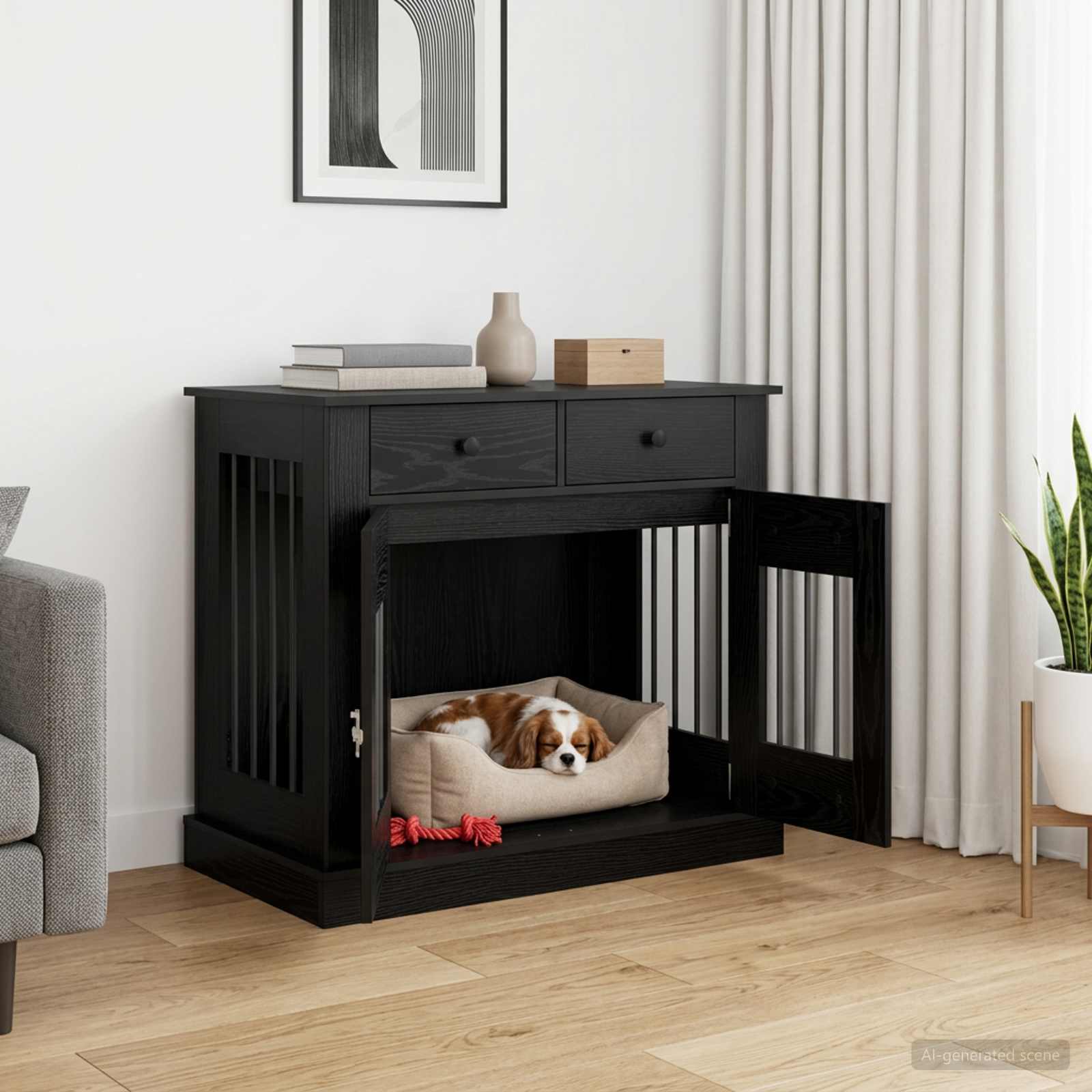Mobile da cassa per cani Rovere Nero 90 x 47,5 x 80 cm