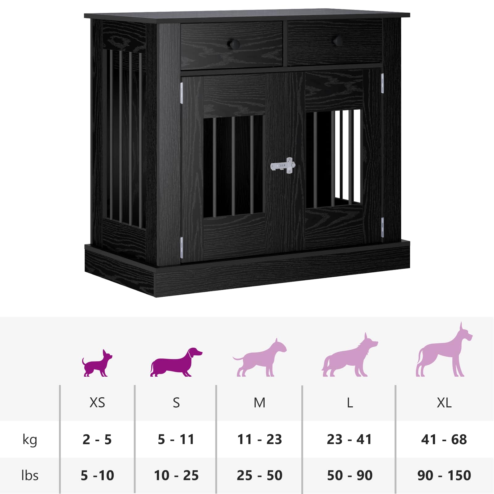 Mobile da cassa per cani Rovere Nero 90 x 47,5 x 80 cm