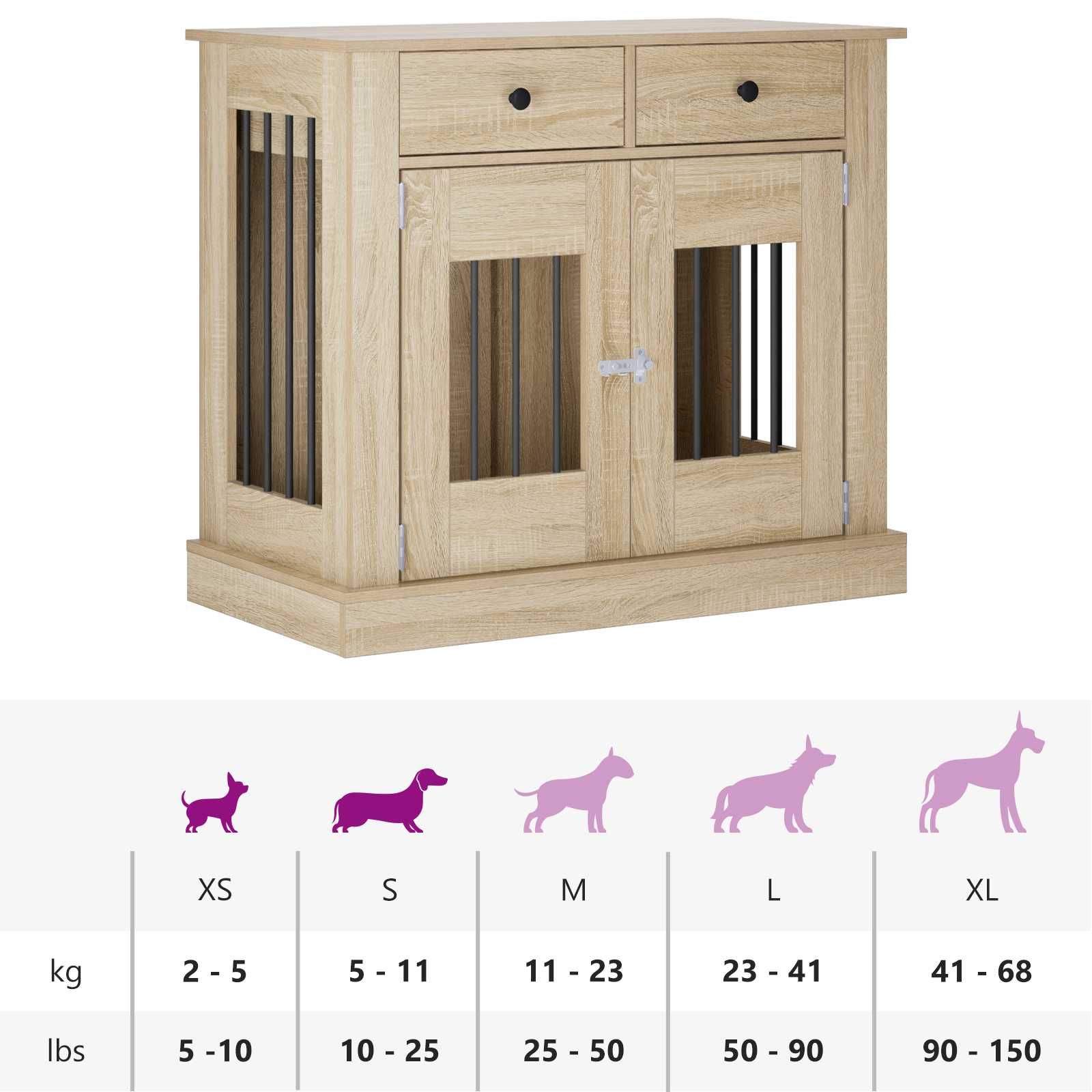 Mobile da cassa per cani Rovere Sonoma 90 x 47,5 x 80 cm
