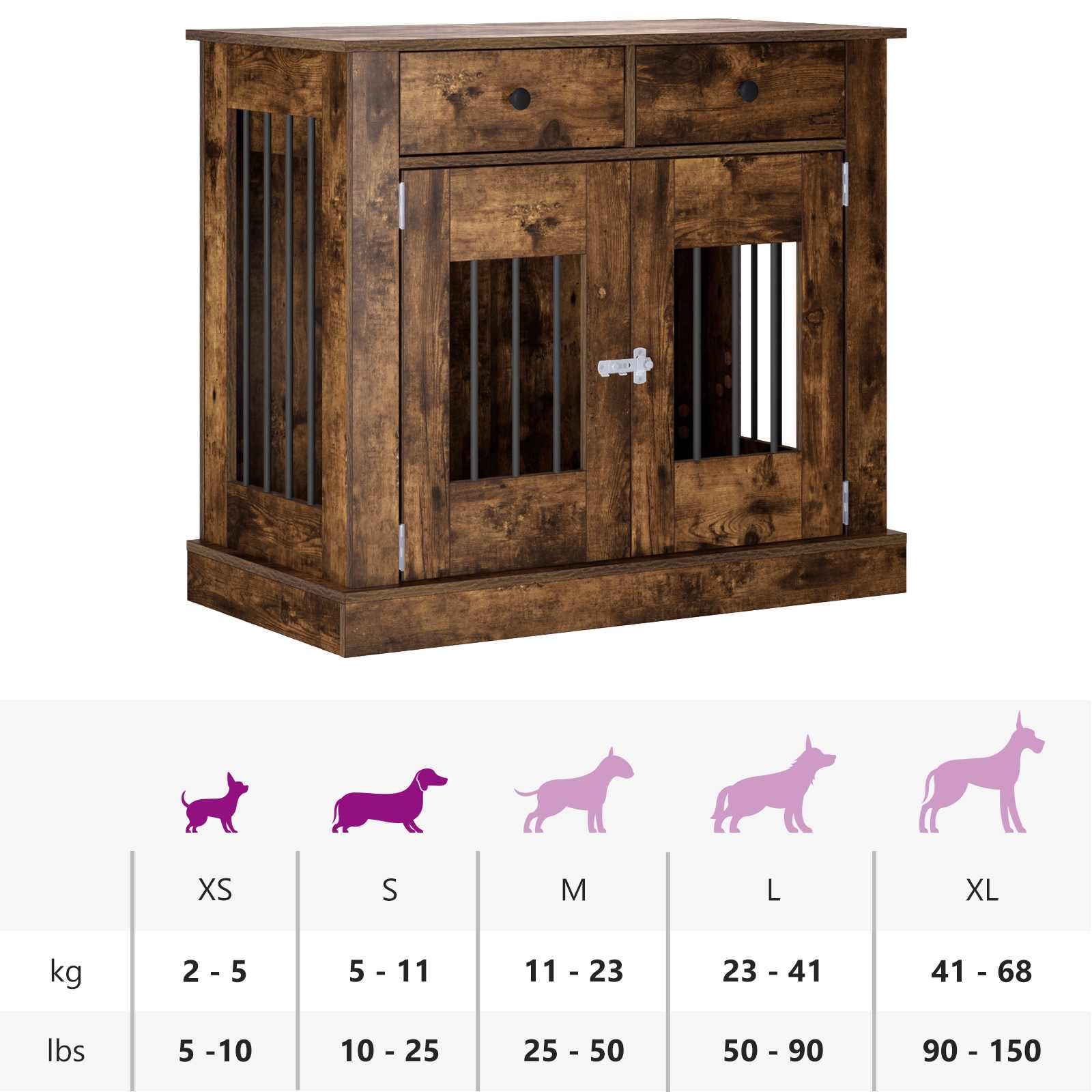 Mobile da cassa per cani Rovere Fumo 90 x 47,5 x 80 cm