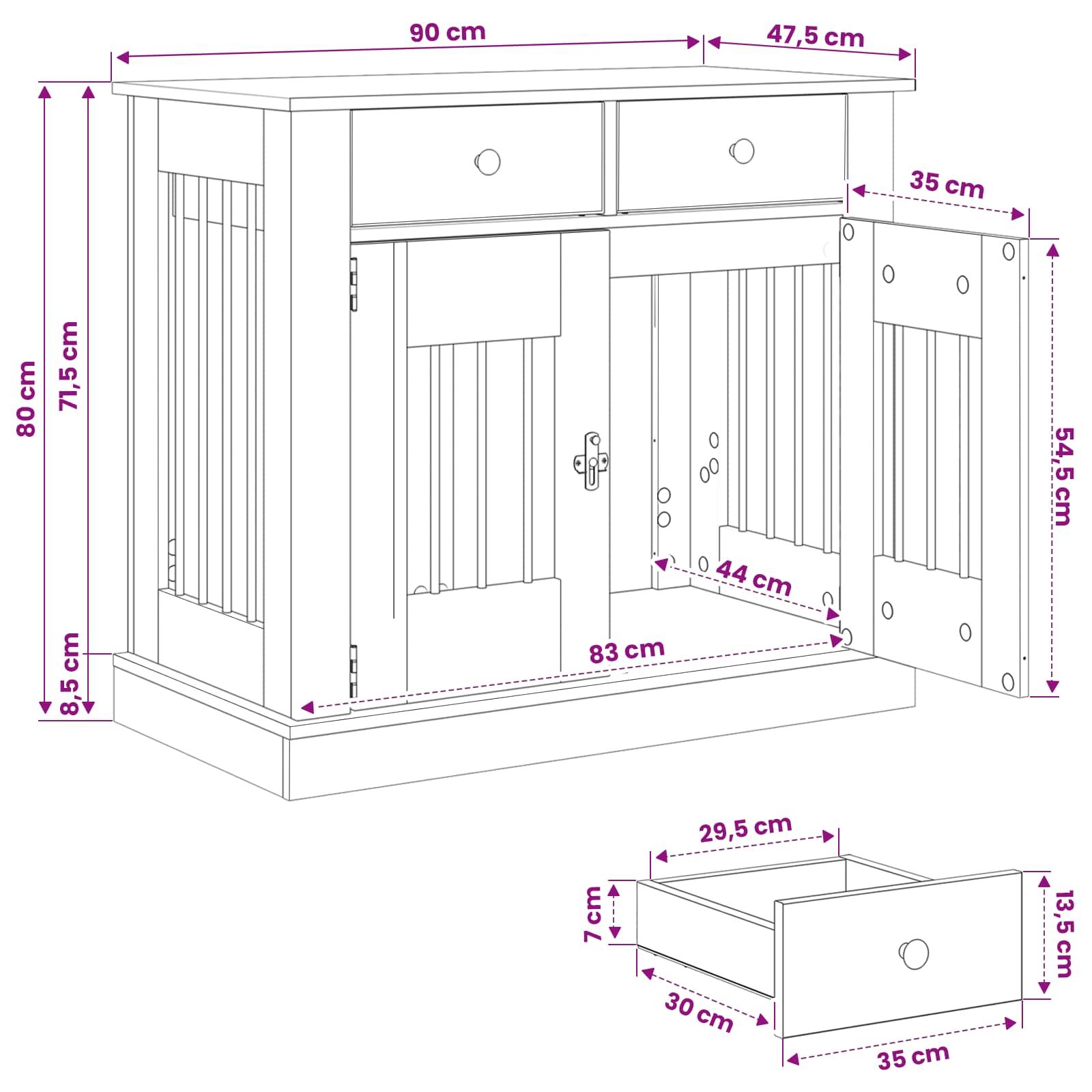 Mobile da cassa per cani Sonoma grigio 90 x 47,5 x 80 cm