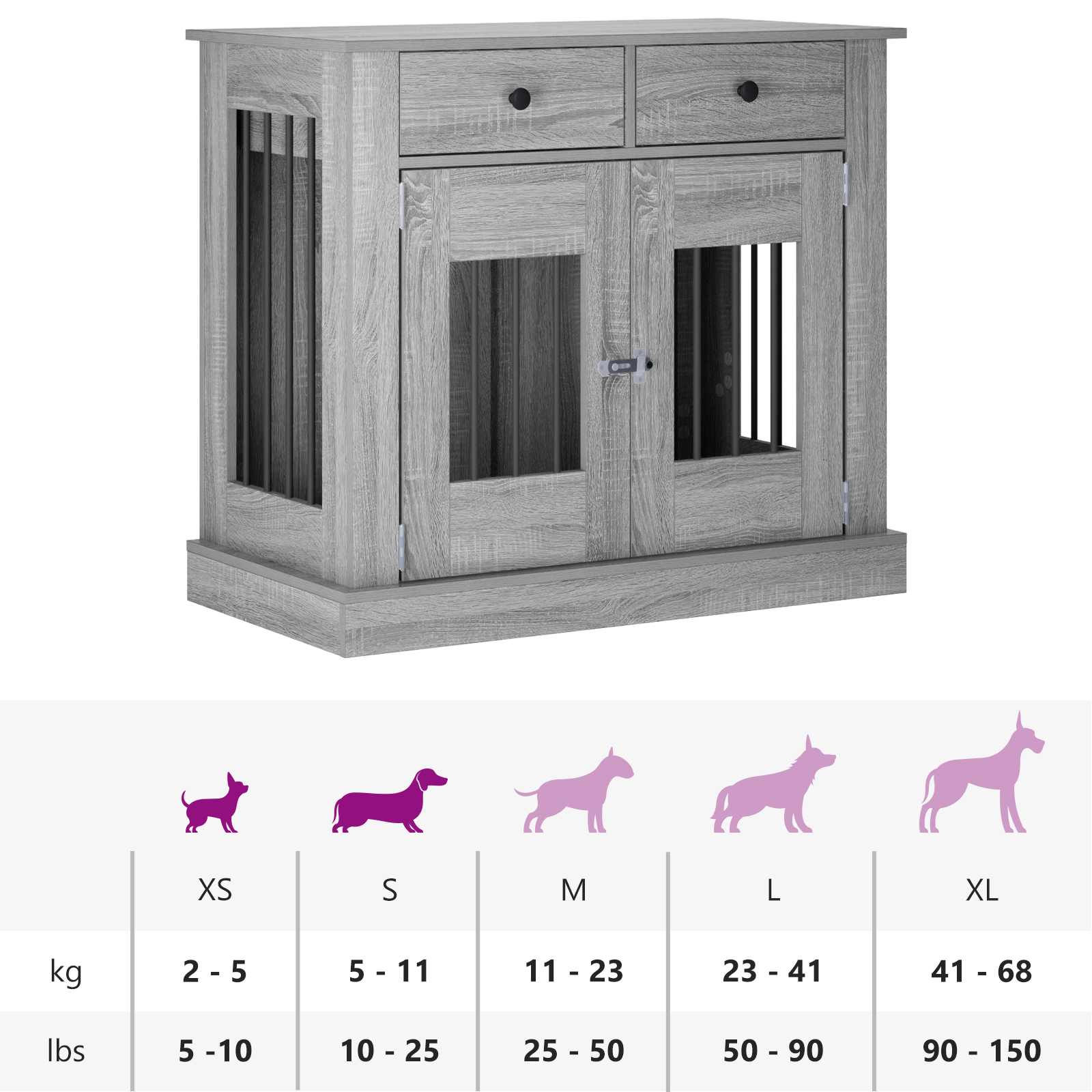 Mobile da cassa per cani Sonoma grigio 90 x 47,5 x 80 cm