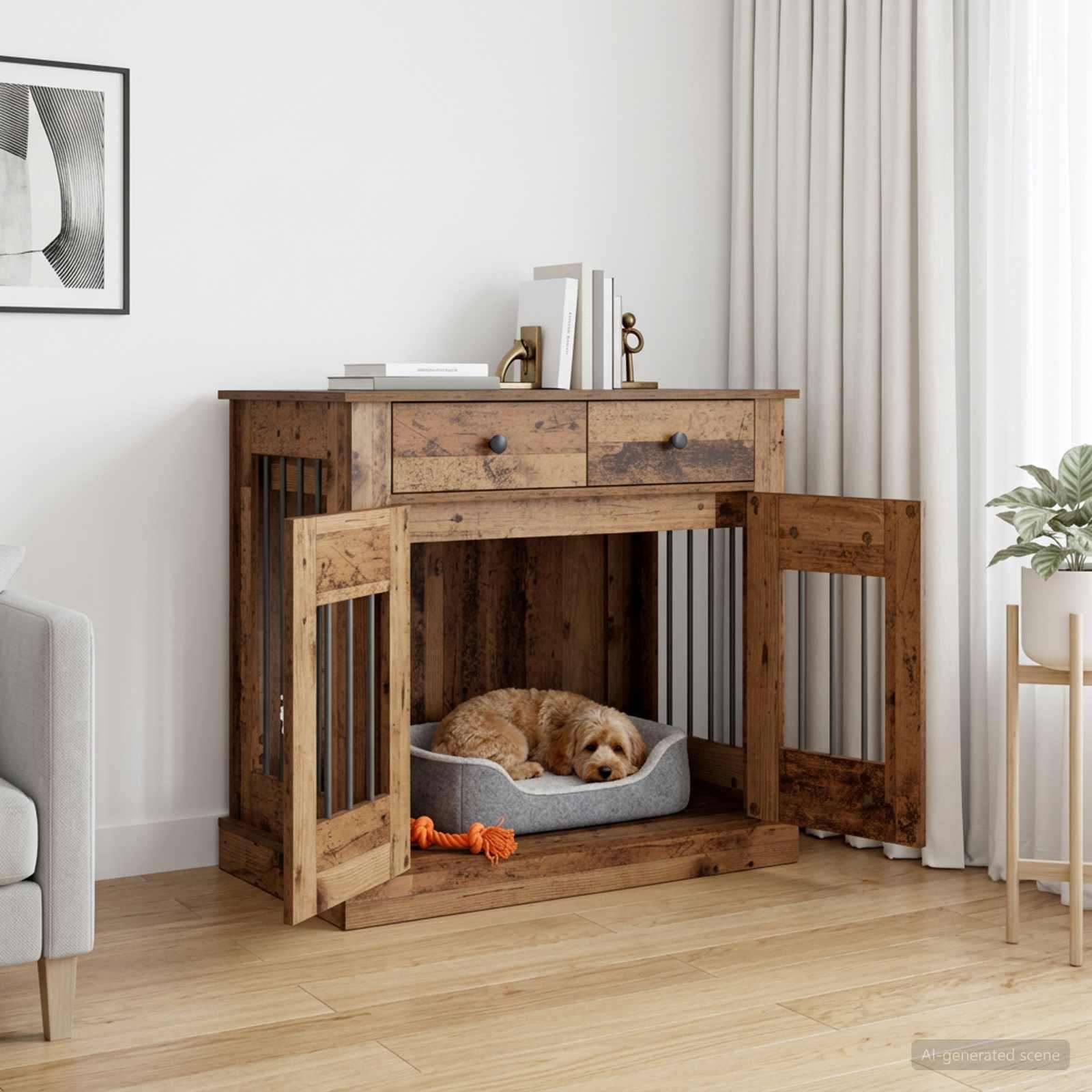Mobile da cassa per cani Legno antico 90 x 47,5 x 80 cm