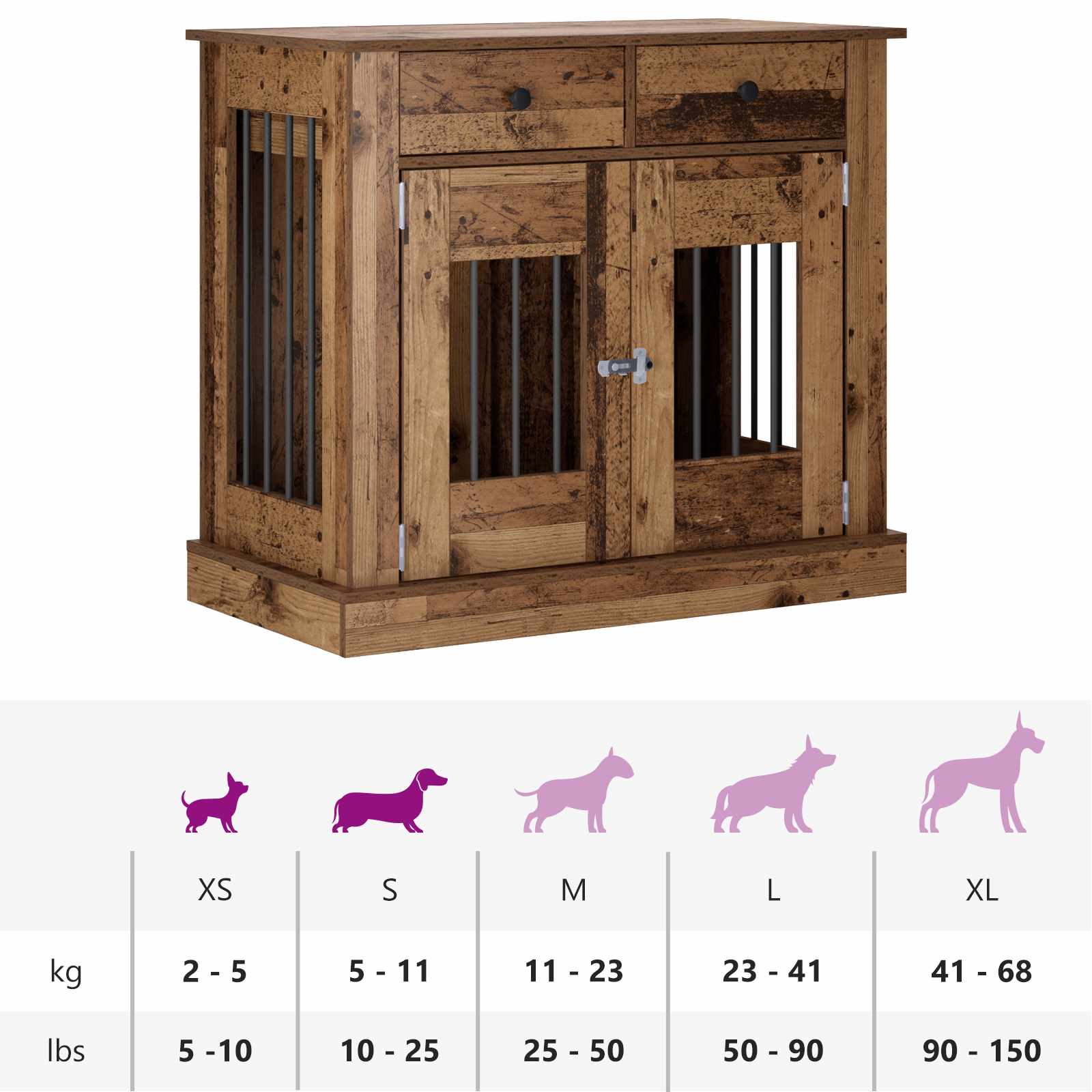 Mobile da cassa per cani Legno antico 90 x 47,5 x 80 cm