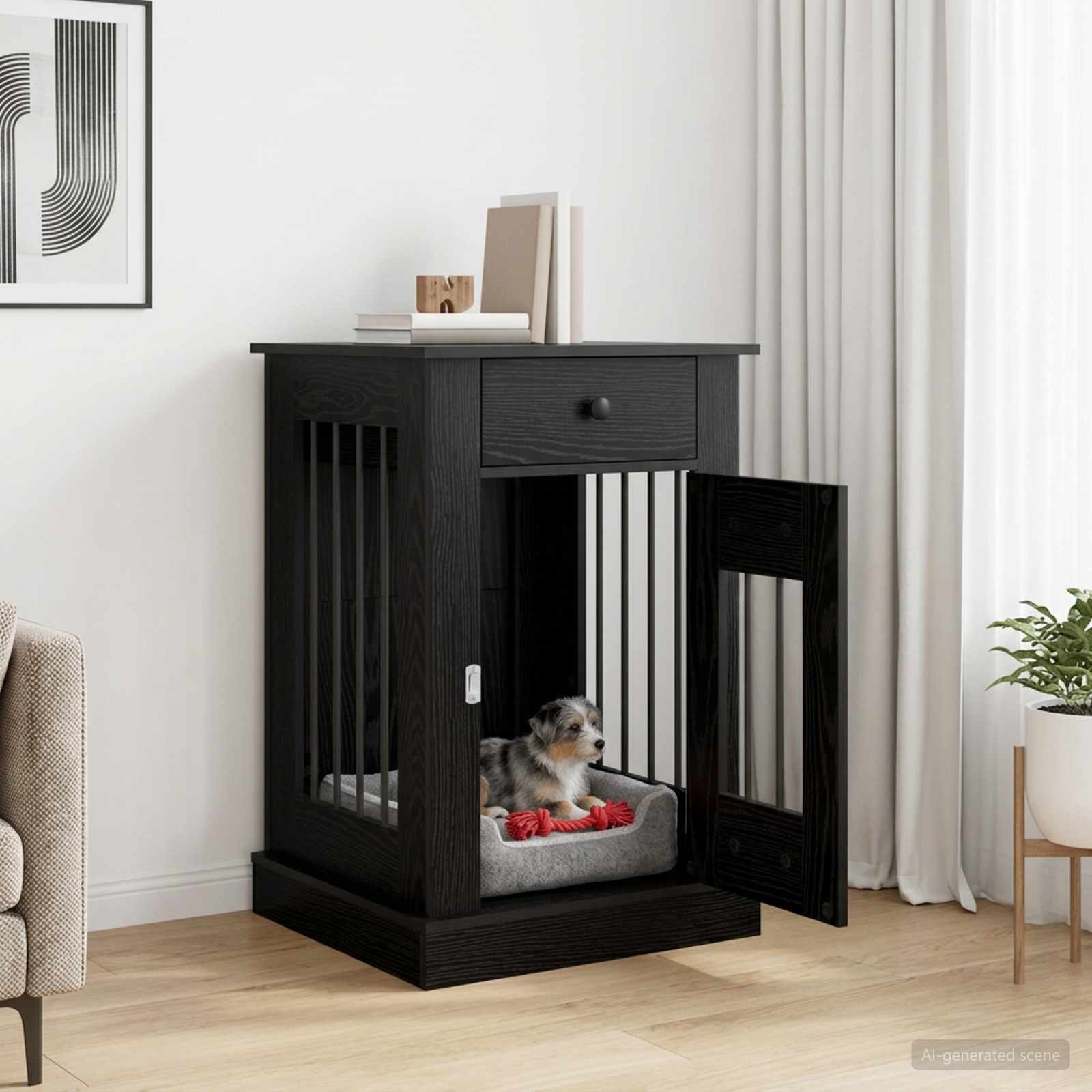 Mobile da cassa per cani Rovere Nero 50 x 47,5 x 80 cm