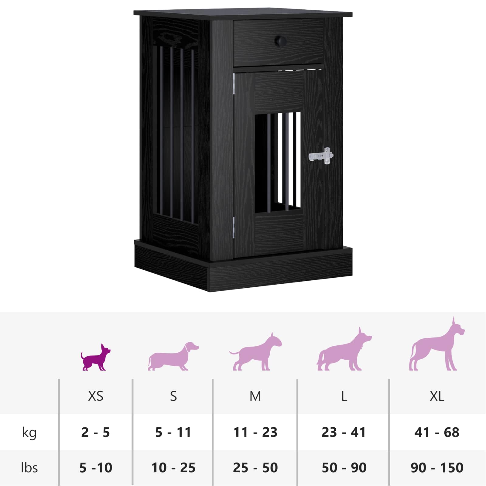 Mobile da cassa per cani Rovere Nero 50 x 47,5 x 80 cm