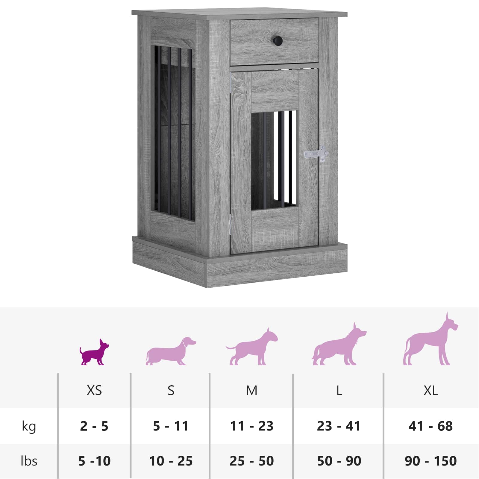 Mobile da cassa per cani Sonoma grigio 50 x 47,5 x 80 cm