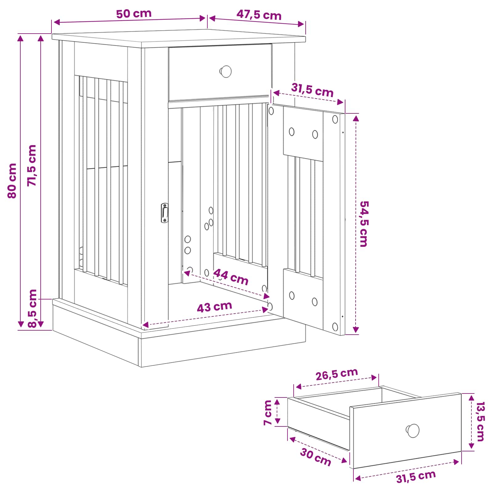 Mobile da cassa per cani Legno antico 50 x 47,5 x 80 cm