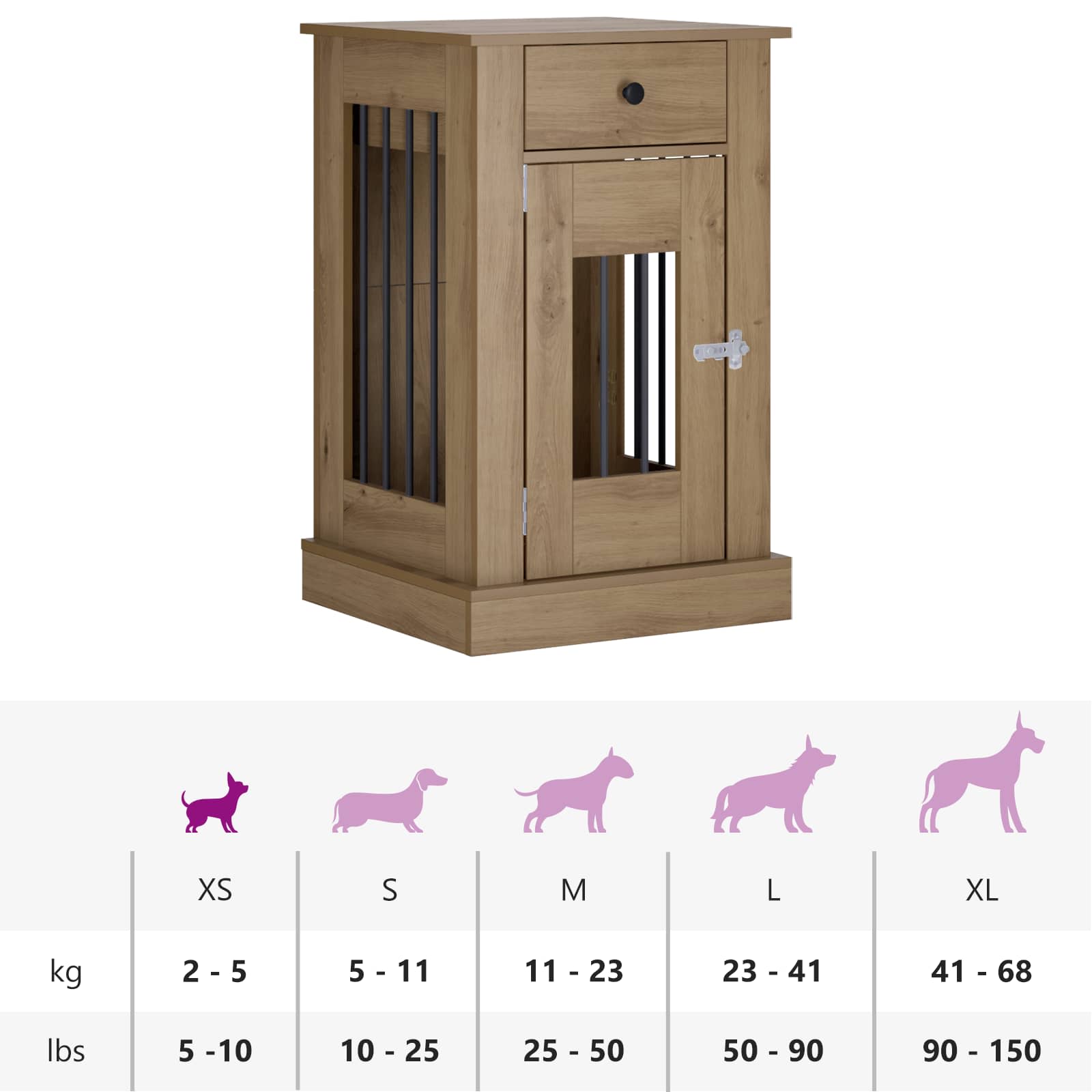 Mobile da cassa per cani Rovere Artigianale 50 x 47,5 x 80 cm