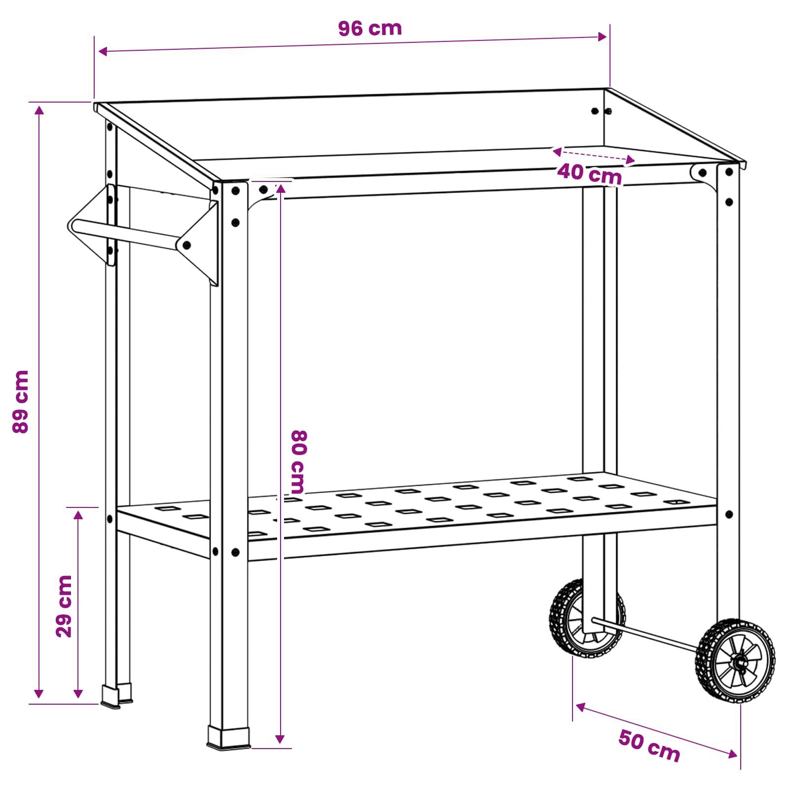 Tavolo da Vaso con Ruote 96 x 50 x 89 cm