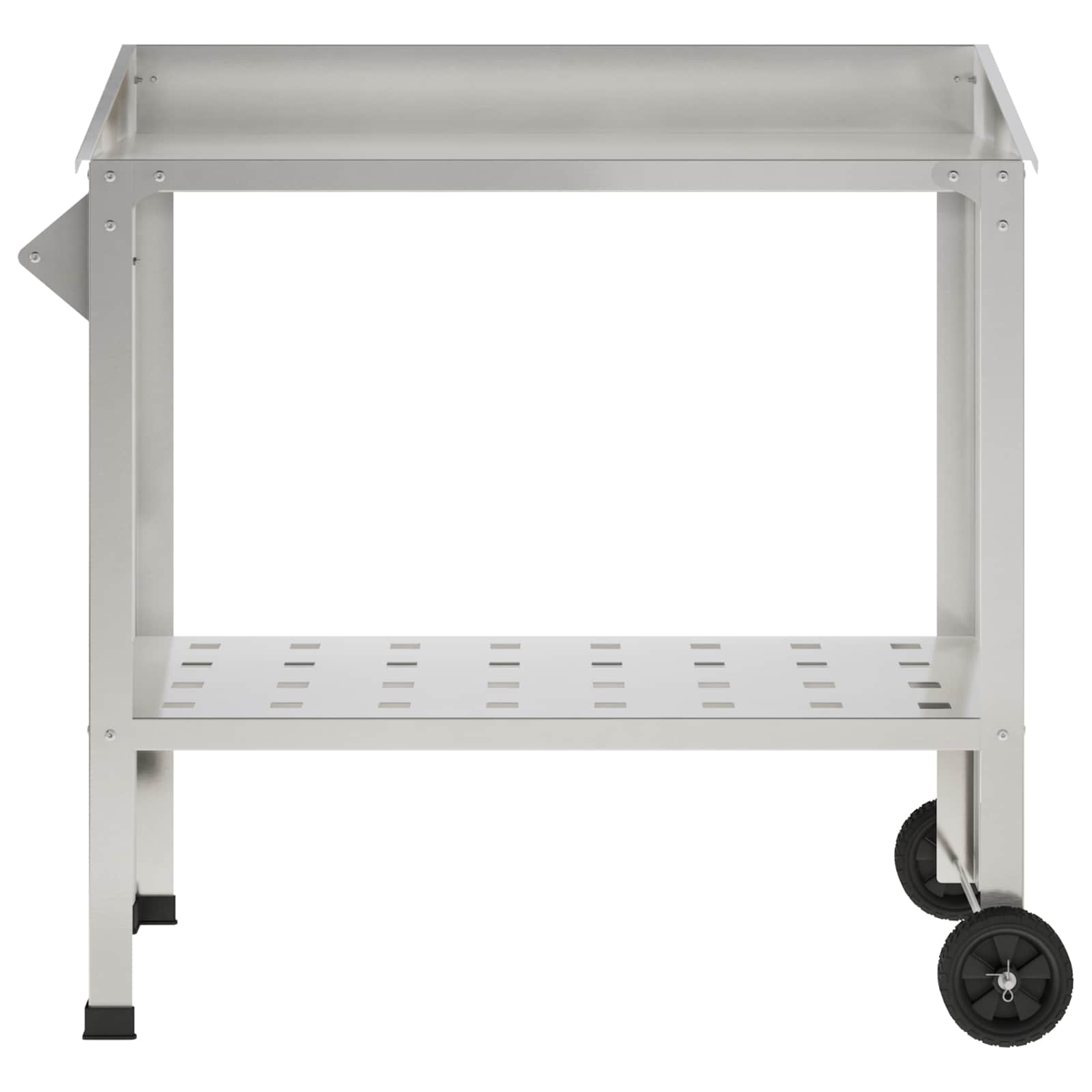 Tavolo da Vaso con Ruote 96 x 50 x 89 cm Acciaio Inox Argento