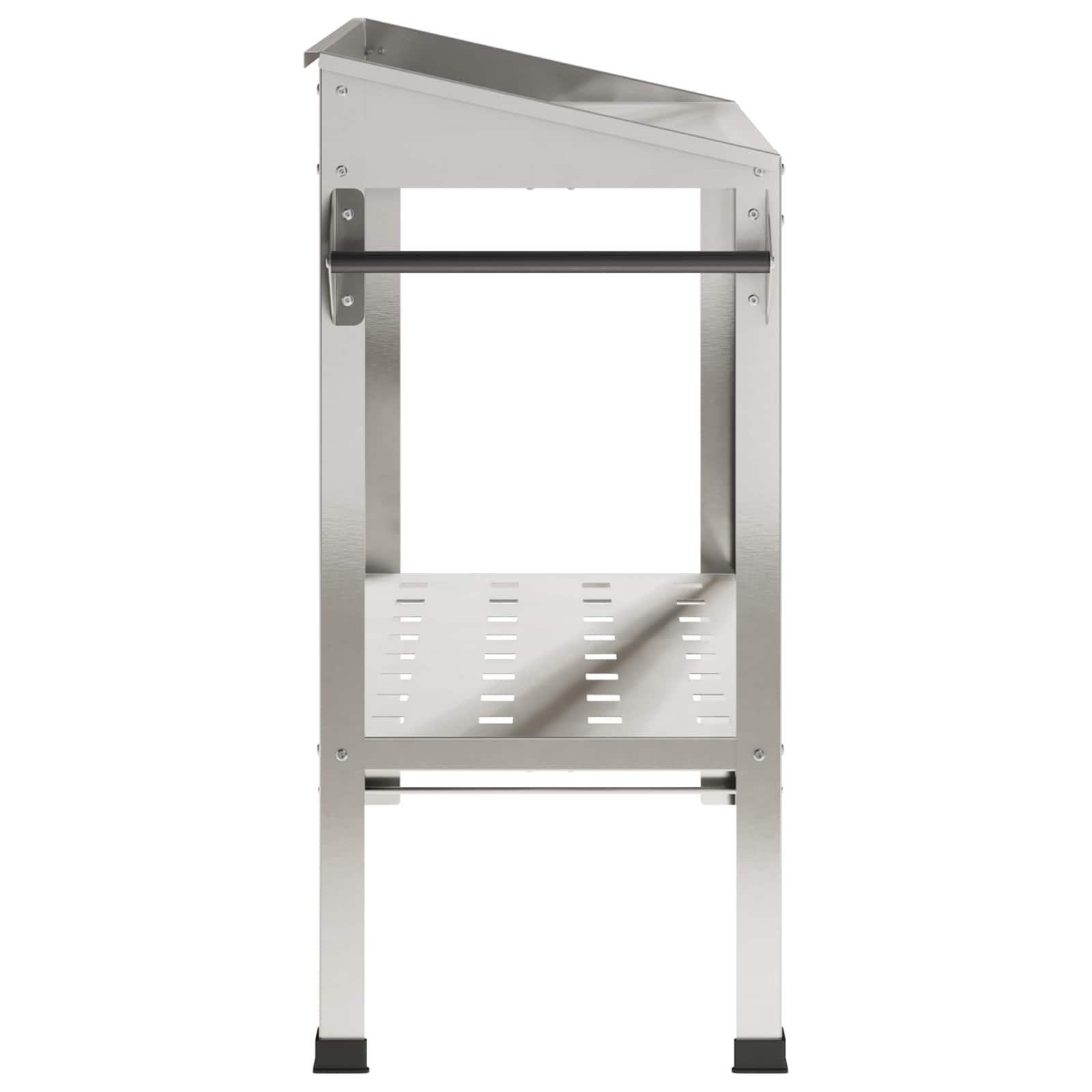 Tavolo da Vaso con Ruote 96 x 50 x 89 cm Acciaio Inox Argento
