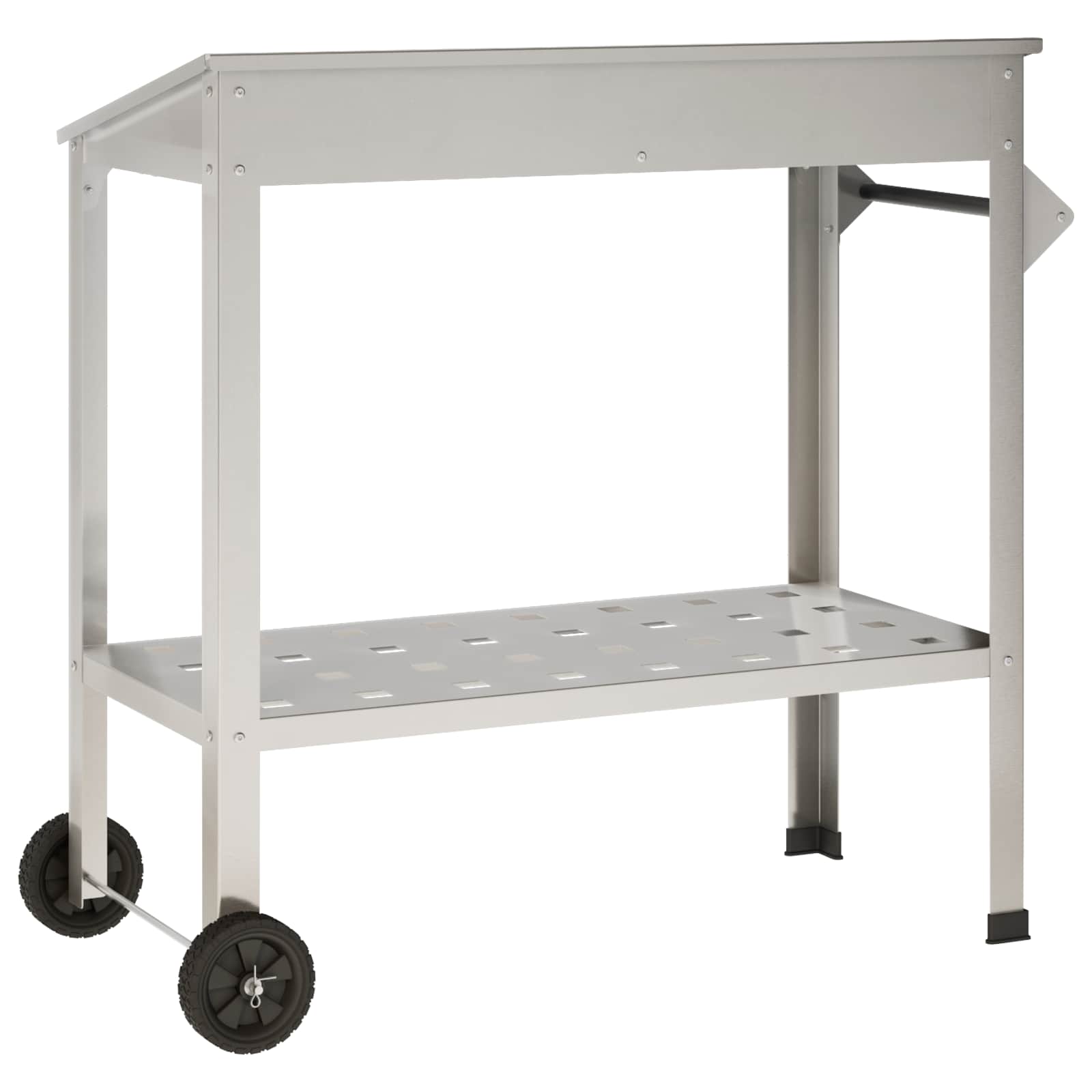 Tavolo da Vaso con Ruote 96 x 50 x 89 cm Acciaio Inox Argento