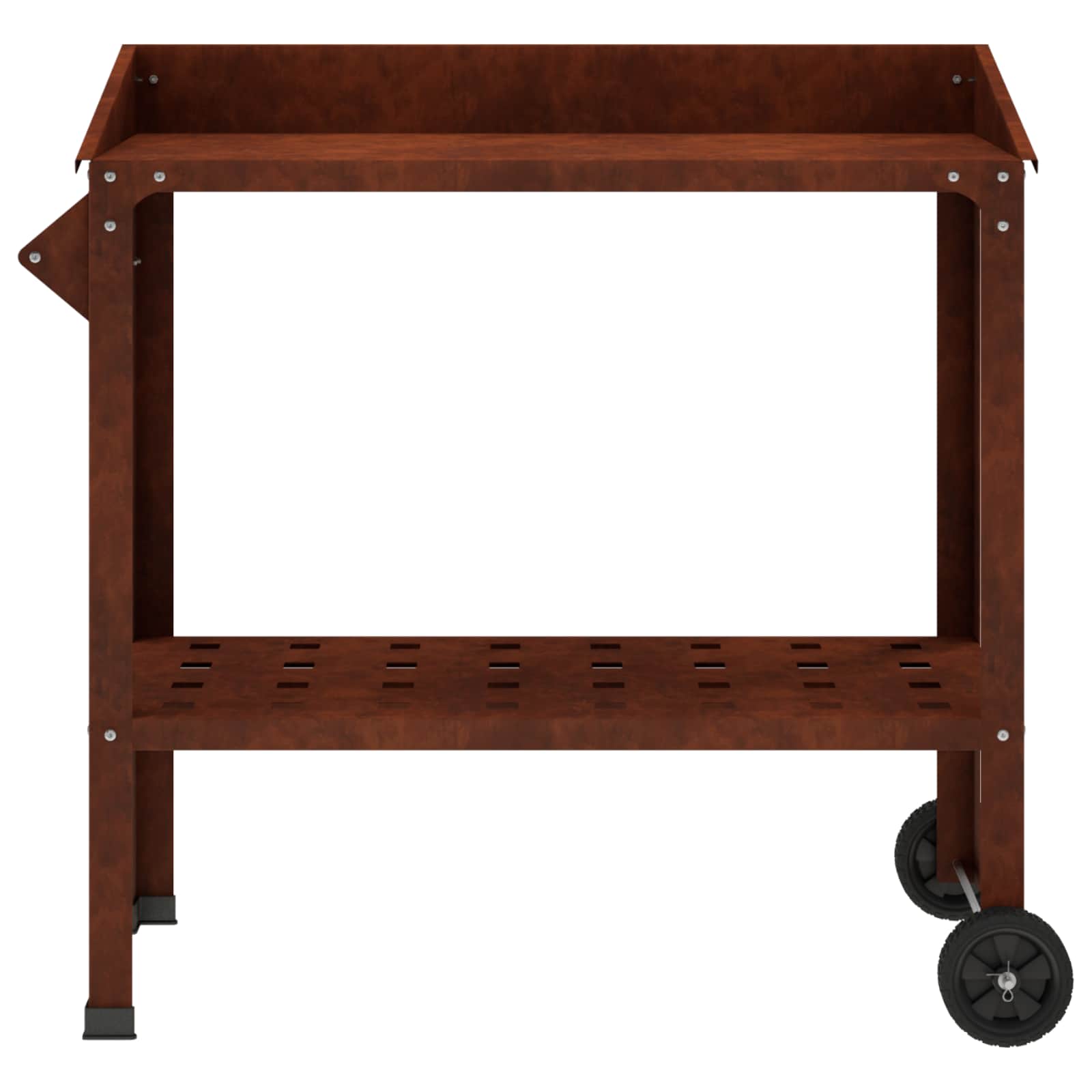 Tavolo da Vaso con Ruote Ruggine 96 x 50 x 89 cm Acciaio Corten