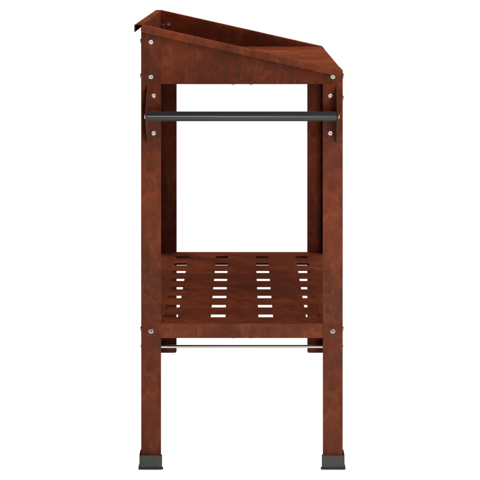 Tavolo da Vaso con Ruote Ruggine 96 x 50 x 89 cm Acciaio Corten