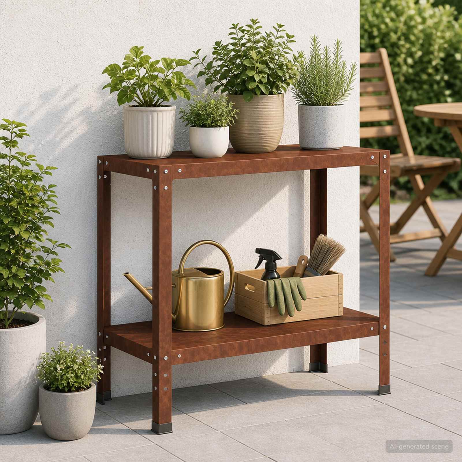 Tavolo da rinvaso 100 x 40 x 80 cm Acciaio Corten Ruggine