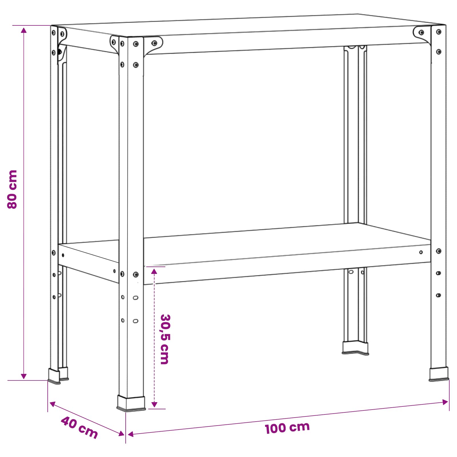 Tavolo da rinvaso 100 x 40 x 80 cm Acciaio Corten Ruggine