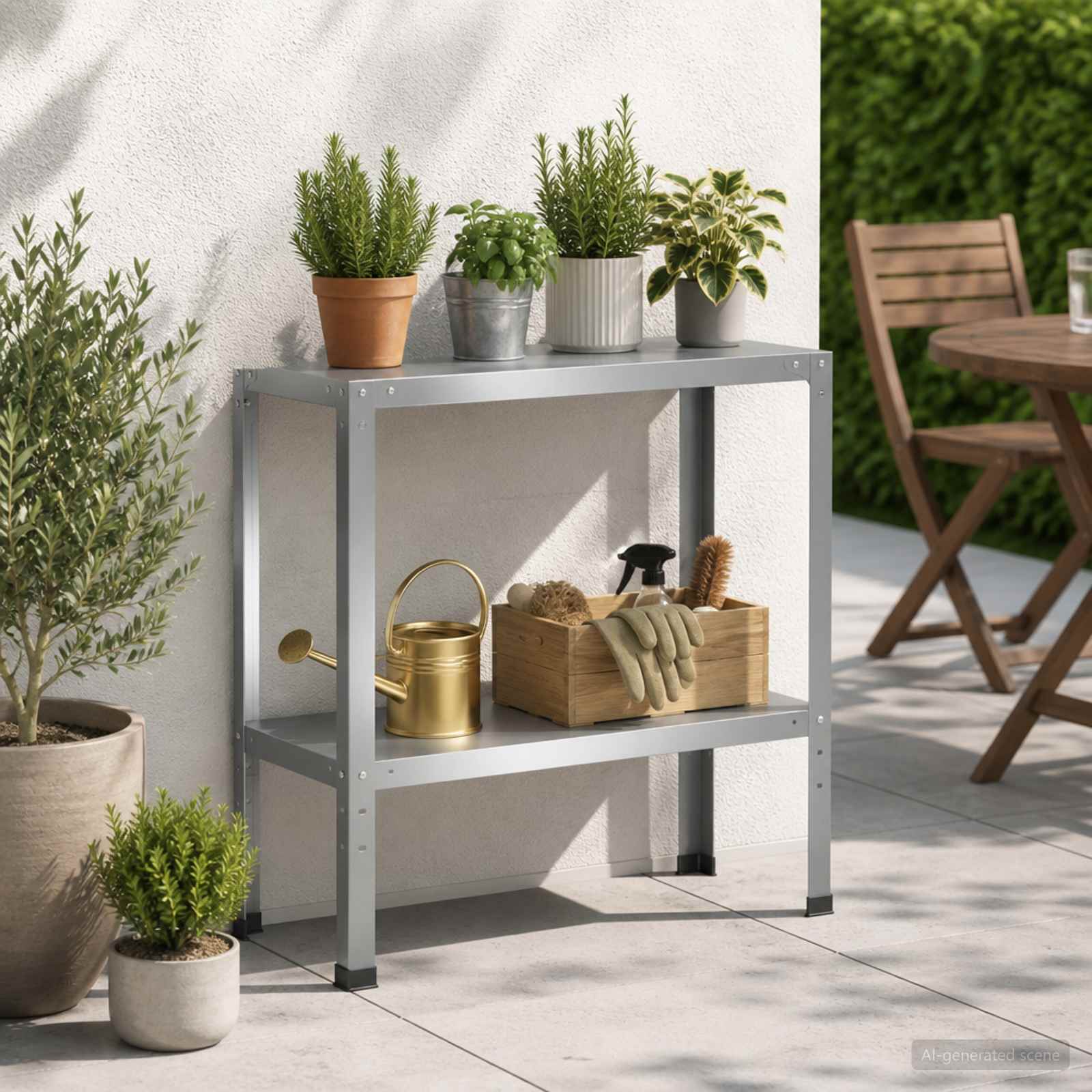 Tavolo da rinvaso 80 x 40 x 80 cm Acciaio zincato Argento