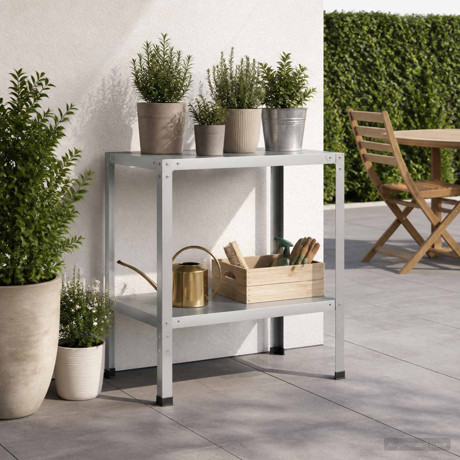 Tavolo da rinvaso 80 x 50 x 80 cm Acciaio zincato Argento