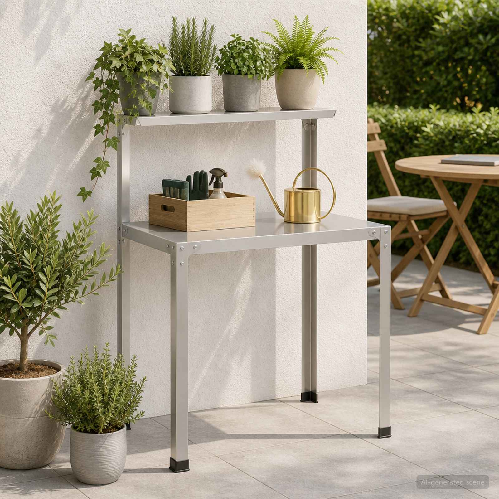 Tavolo da rinvaso 100 x 50 x 104 cm Acciaio Inox Argento