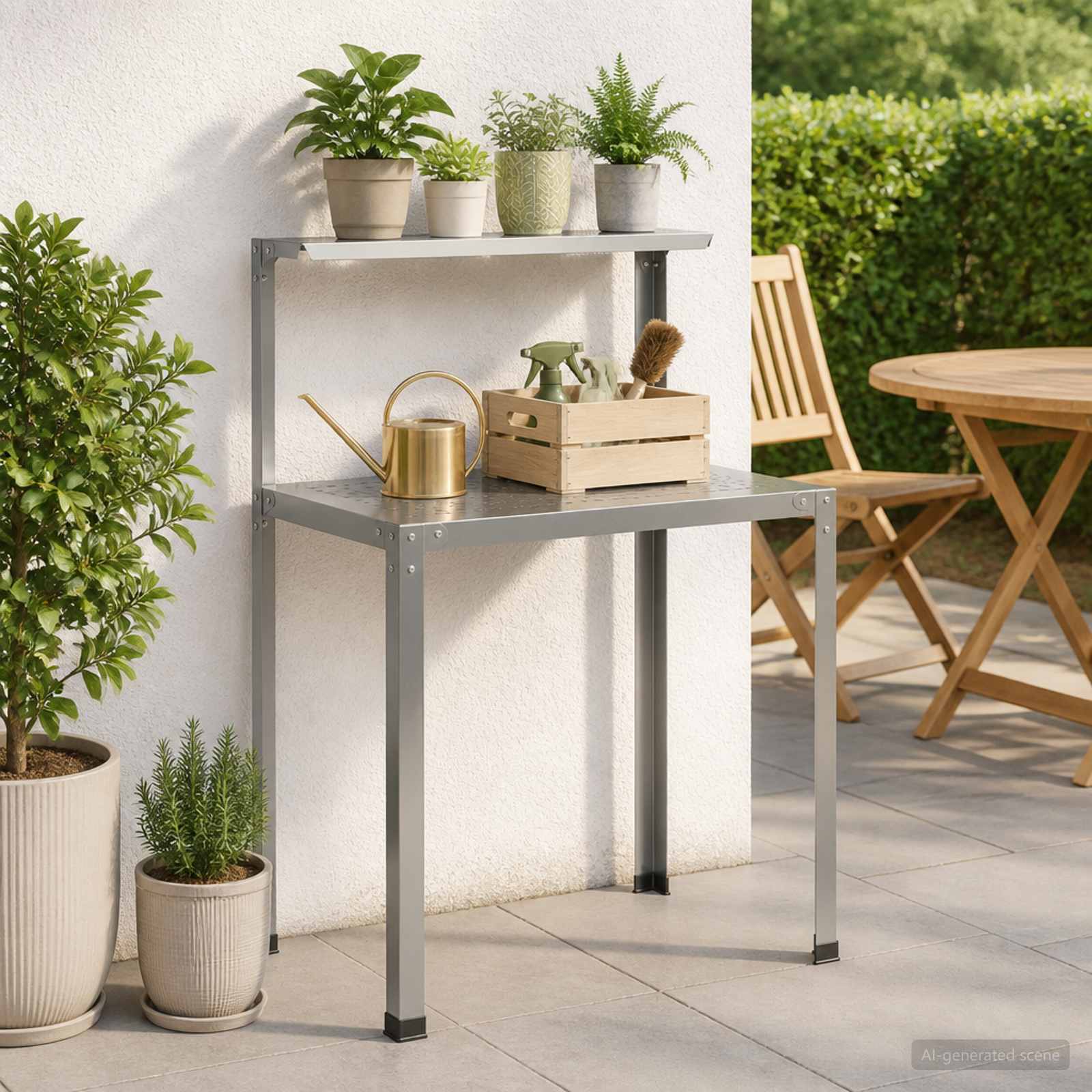 Tavolo da rinvaso 100 x 50 x 104 cm Acciaio zincato Argento