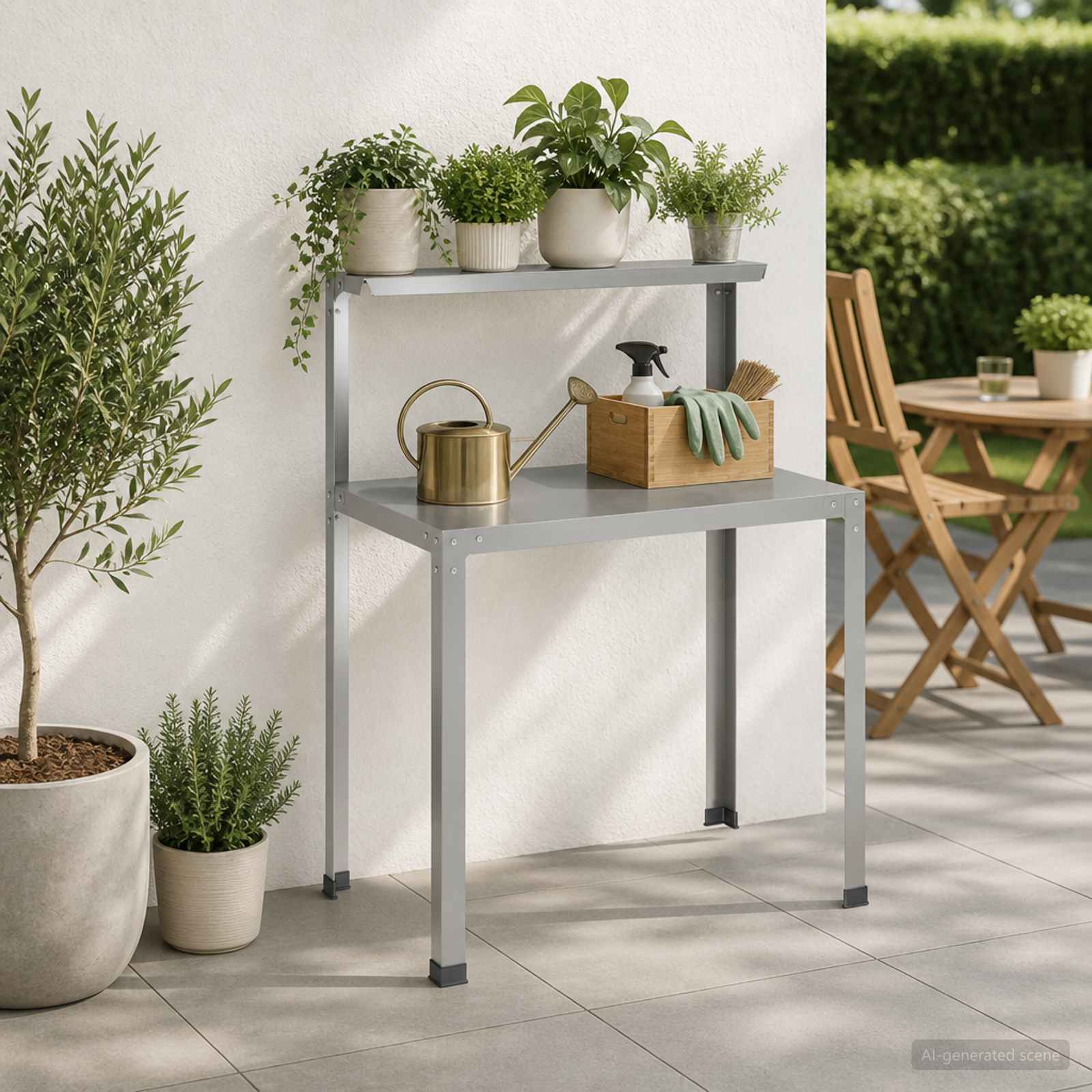 Tavolo da rinvaso 80 x 50 x 104 cm Acciaio zincato Argento