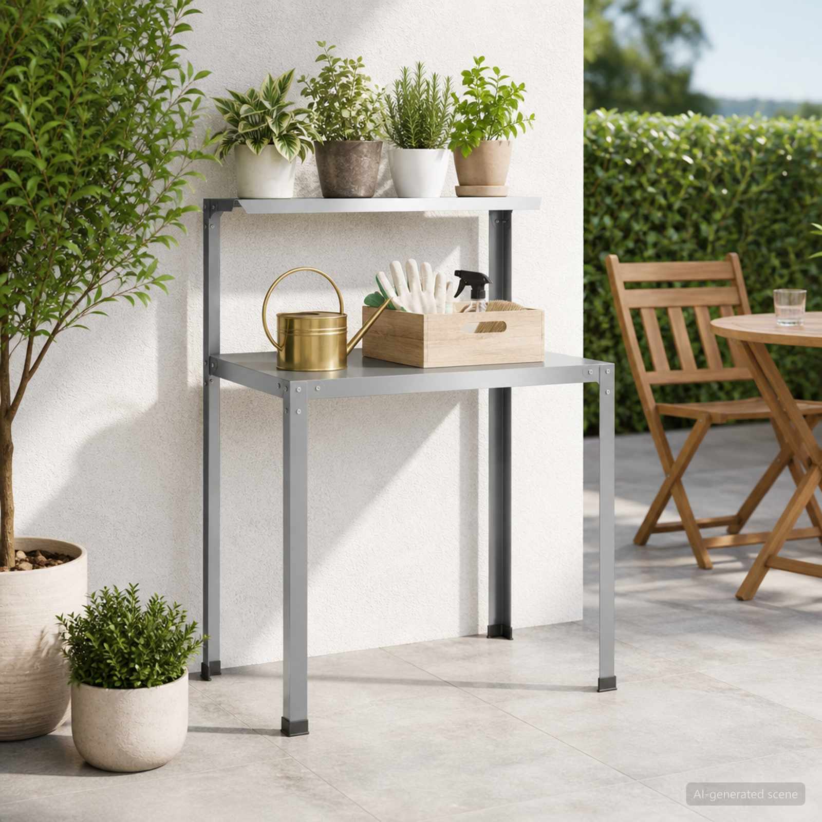 Tavolo da rinvaso 60 x 50 x 104 cm Acciaio zincato Argento