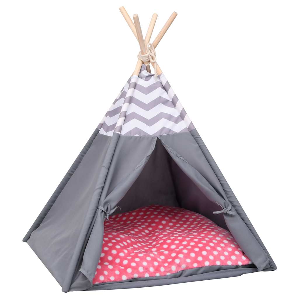 Tenda Tipi per Gatti con Borsa Grigio Microfibra 60x60x70 cm