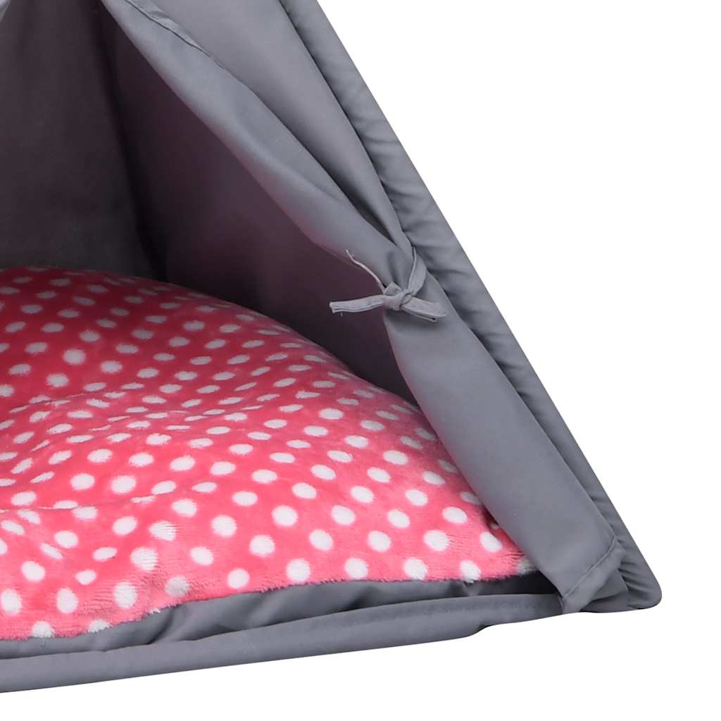Tenda Tipi per Gatti con Borsa Grigio Microfibra 60x60x70 cm