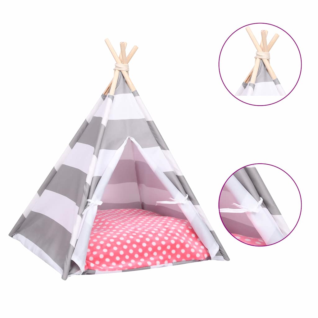 Tenda Tipi per Gatti con Borsa Microfibra a Strisce 60x60x70cm