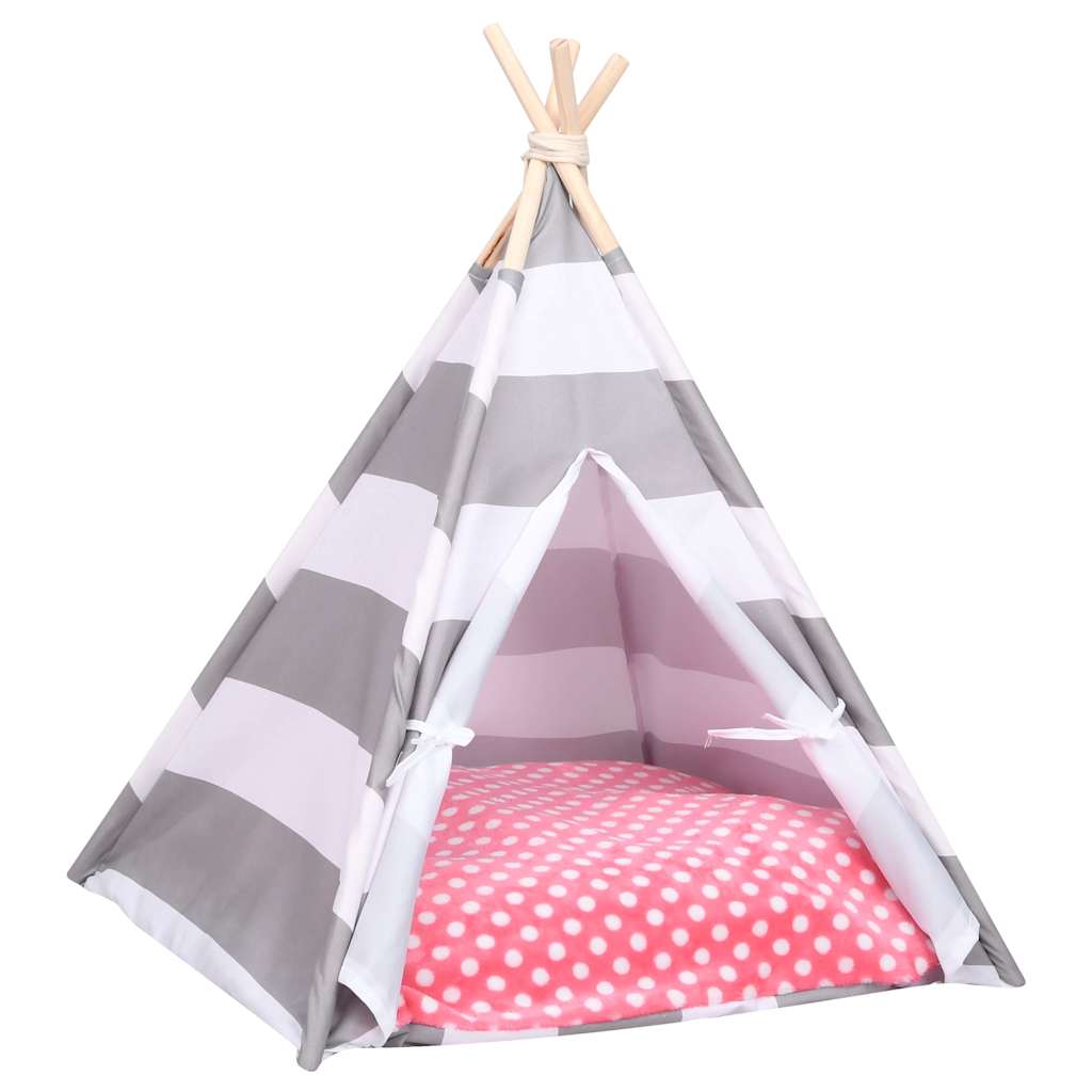 Tenda Tipi per Gatti con Borsa Microfibra a Strisce 60x60x70cm