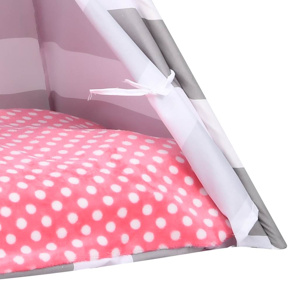 Tenda Tipi per Gatti con Borsa Microfibra a Strisce 60x60x70cm