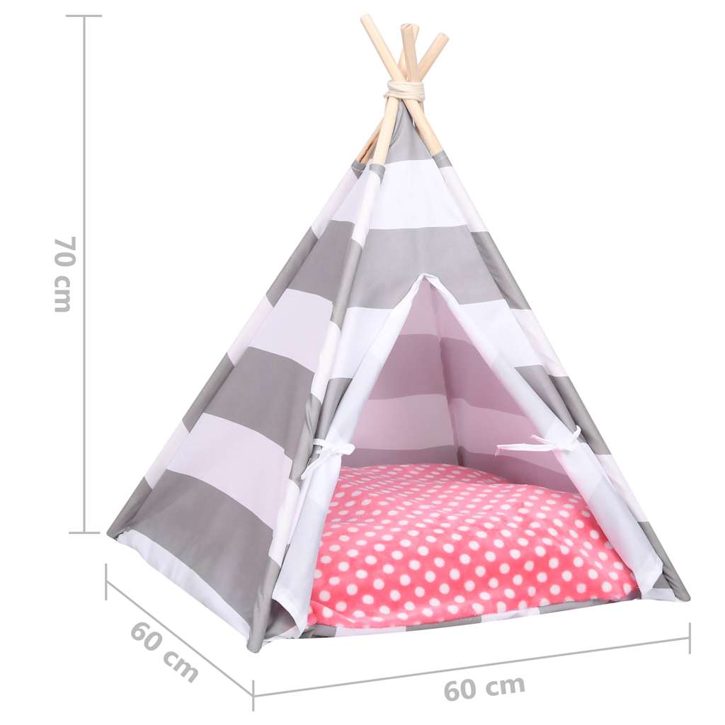 Tenda Tipi per Gatti con Borsa Microfibra a Strisce 60x60x70cm