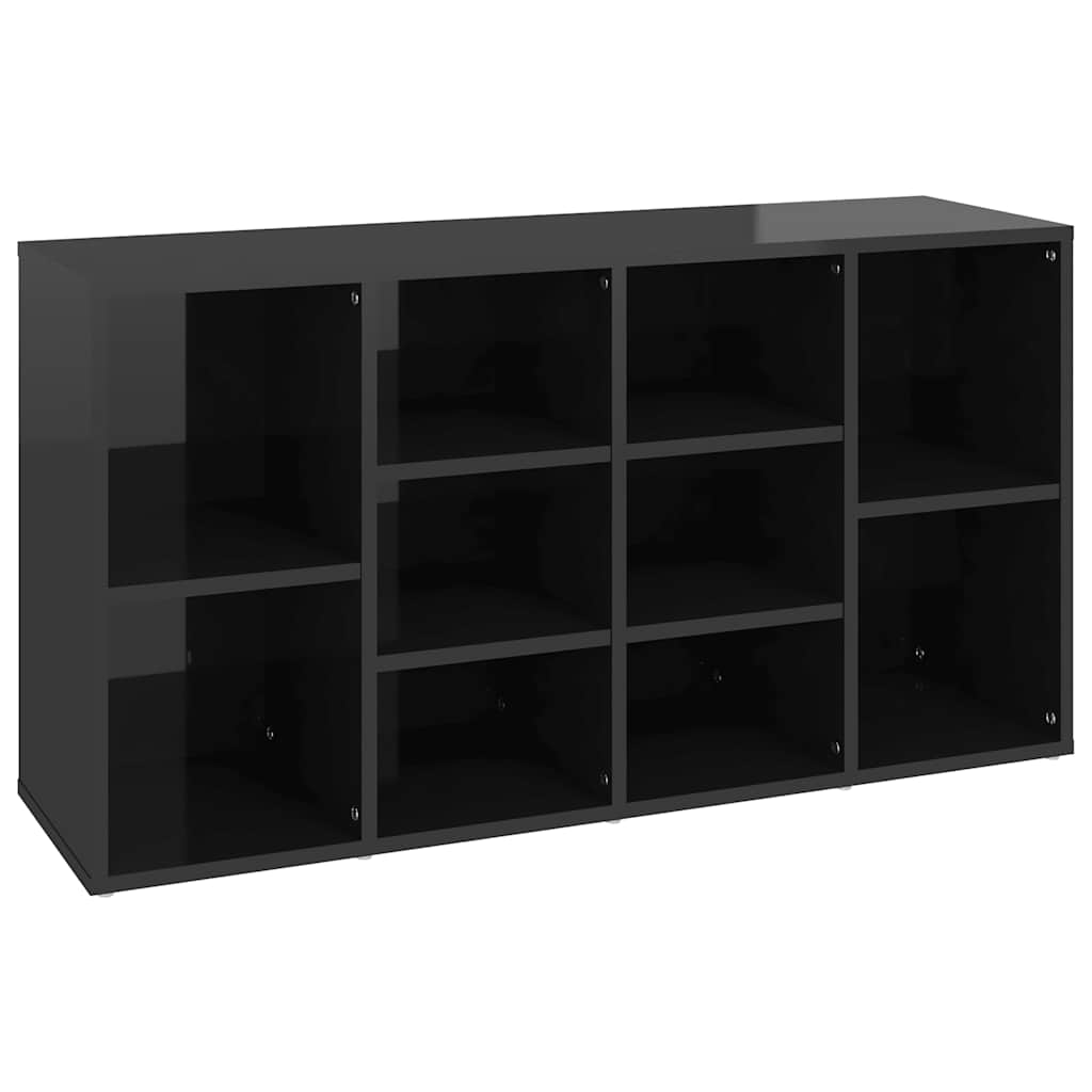 Scarpiera Panchina Nero Lucido 103x30x55 cm Legno Multistrato
