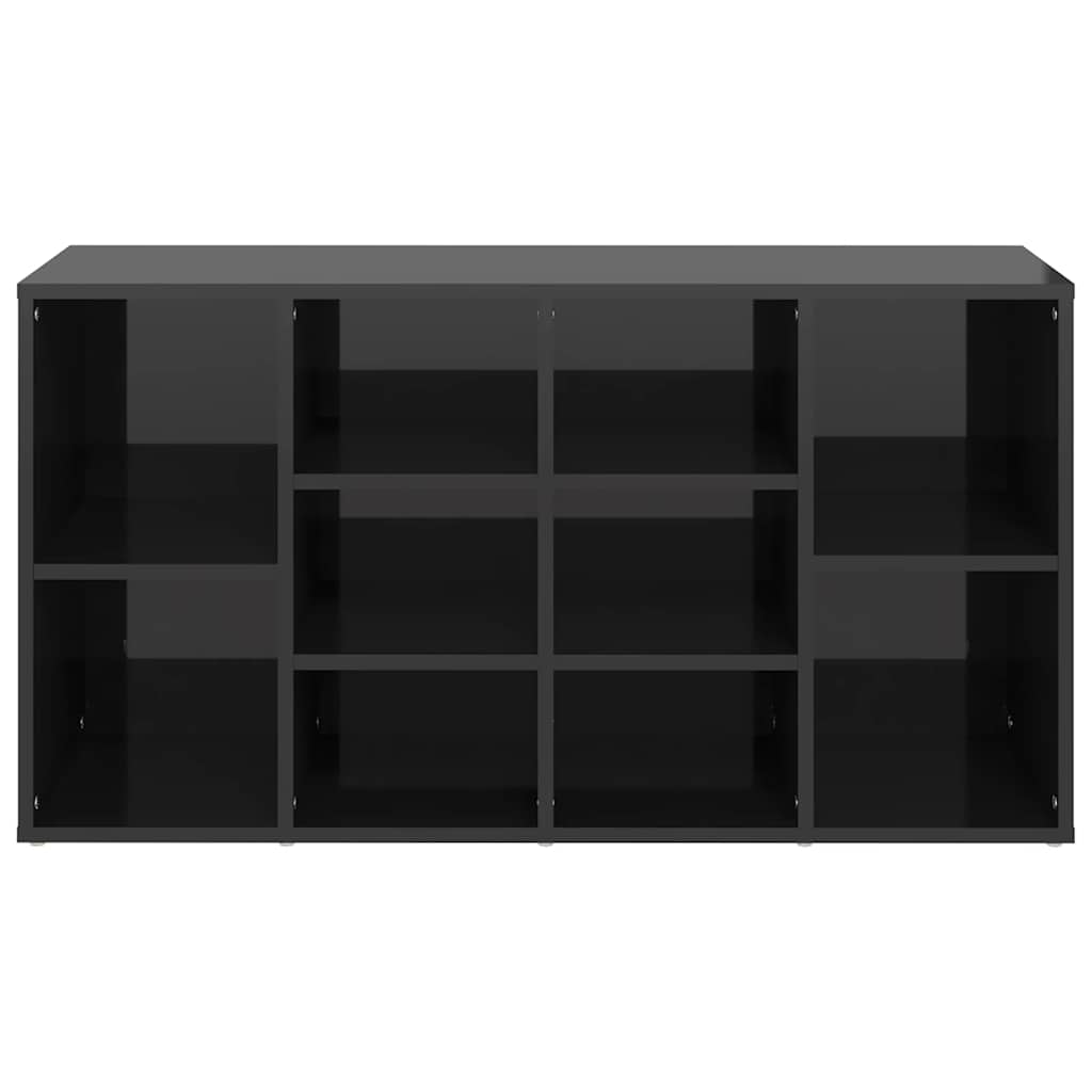 Scarpiera Panchina Nero Lucido 103x30x55 cm Legno Multistrato