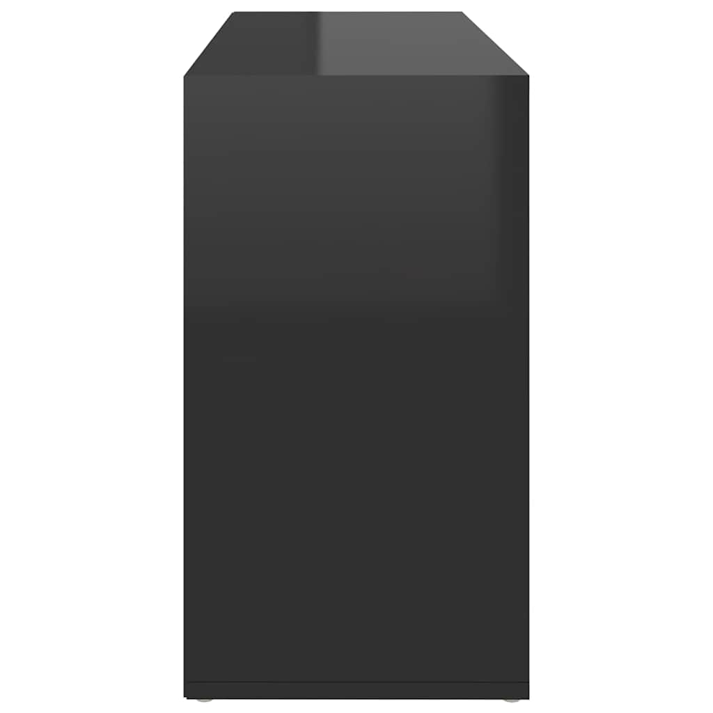 Scarpiera Panchina Nero Lucido 103x30x55 cm Legno Multistrato