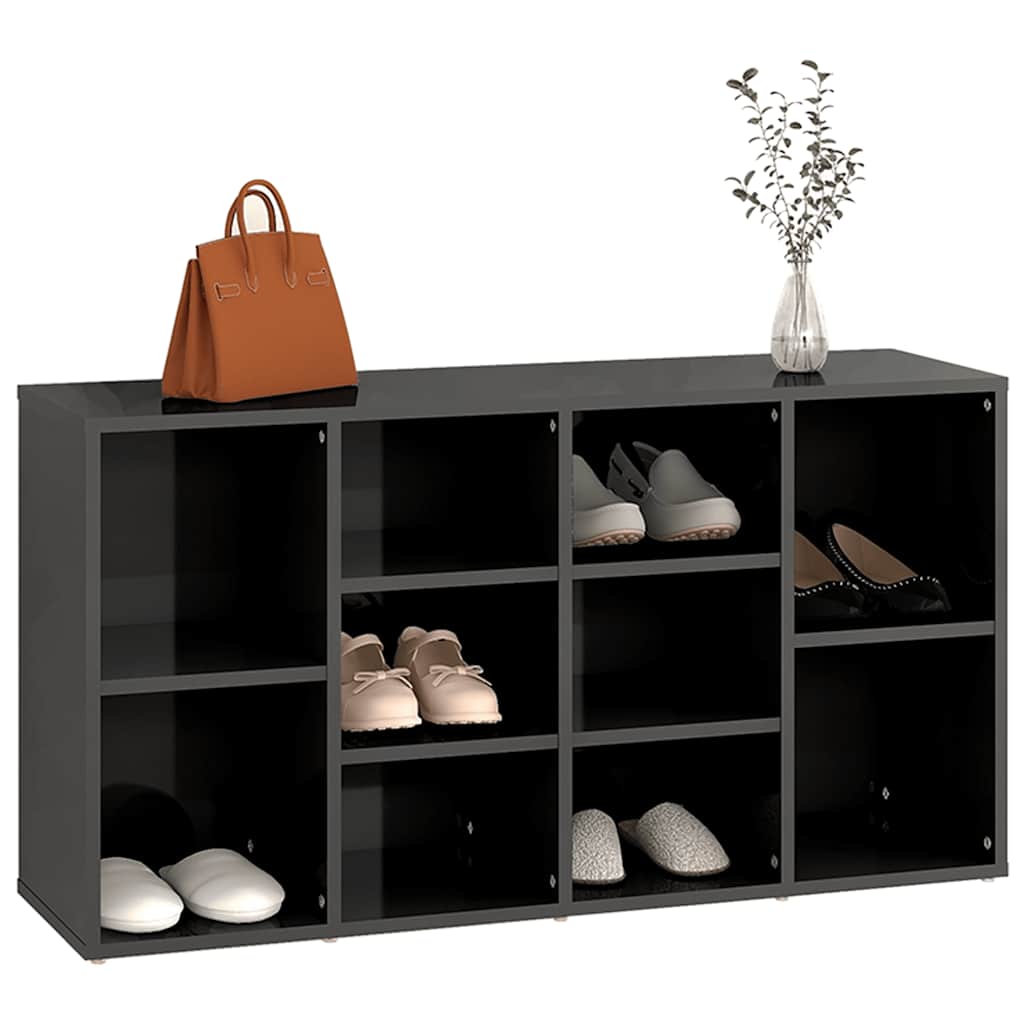 Scarpiera Panchina Grigio Lucido 103x30x55 cm Multistrato