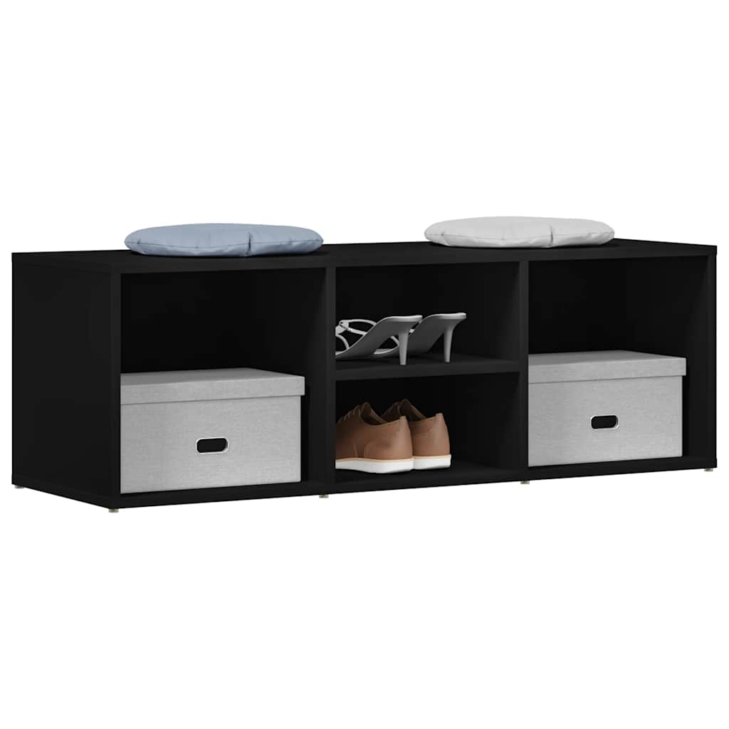Panca Porta Scarpe Nera 102x35x35 cm in Legno Multistrato
