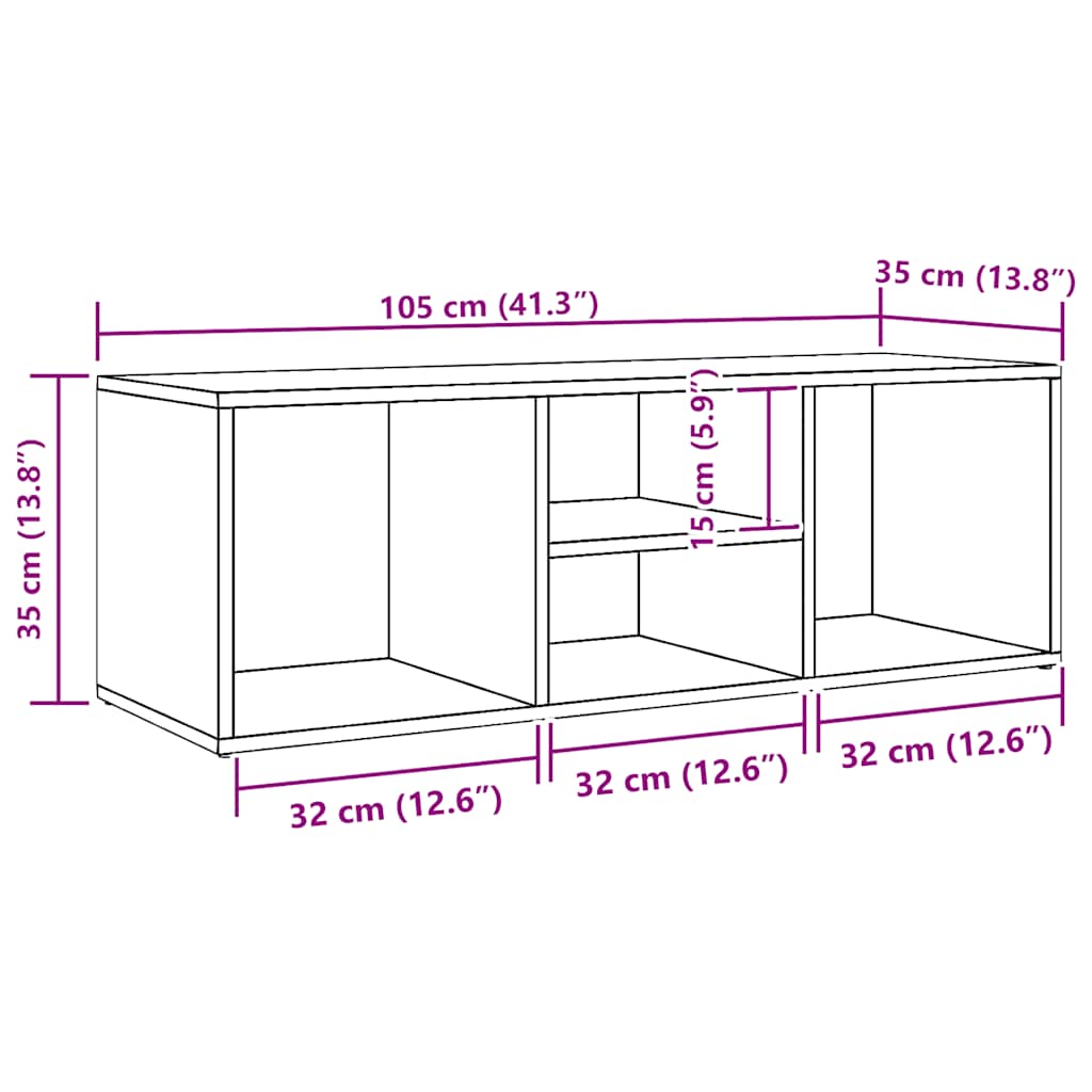 Panca Porta Scarpe Nera 102x35x35 cm in Legno Multistrato