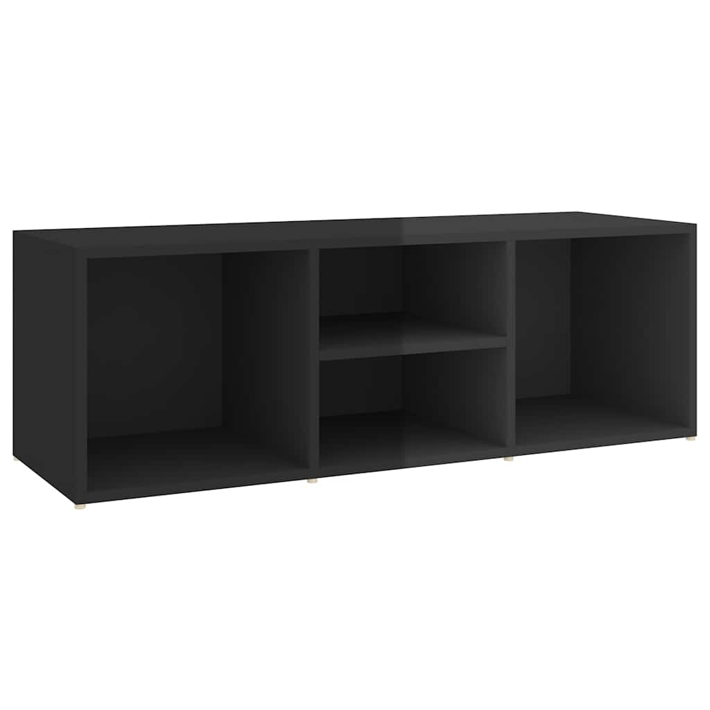 Panca Porta Scarpe Nero Lucido 102x35x35 cm Legno Multistrato