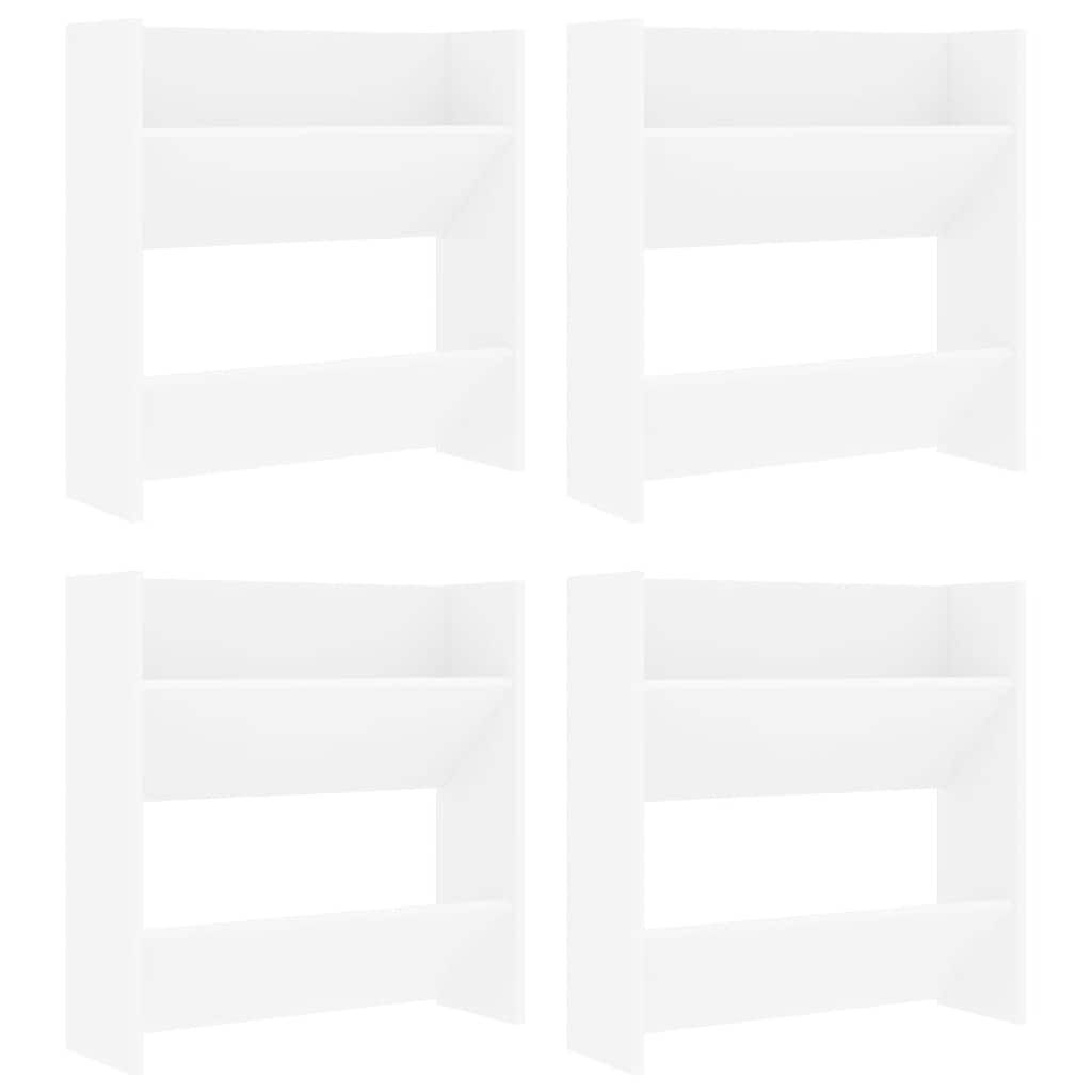 Scarpiere a Muro 4 pz Bianche 60x18x60 cm in Legno Multistrato