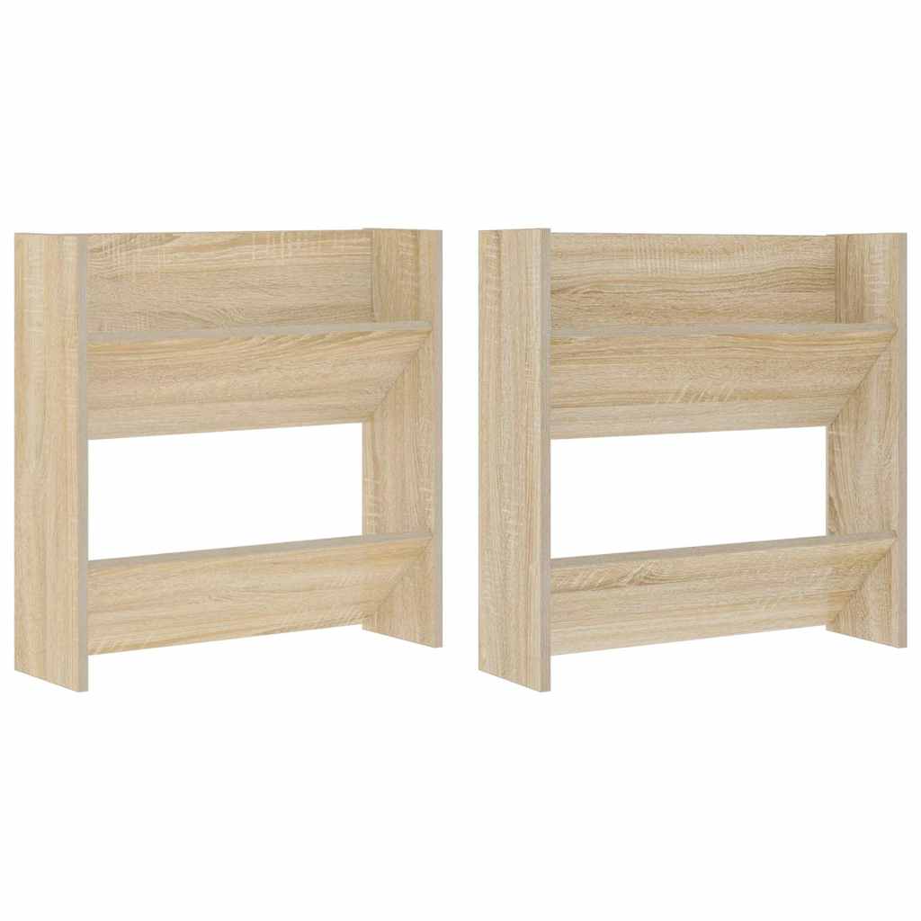 Scarpiere a Muro 2pz Rovere Sonoma 60x18x60cm Legno Multistrato