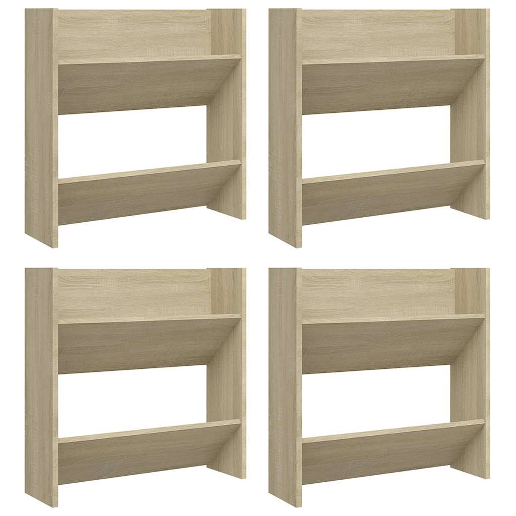 Scarpiere a Muro 4pz Rovere Sonoma 60x18x60cm Legno Multistrato