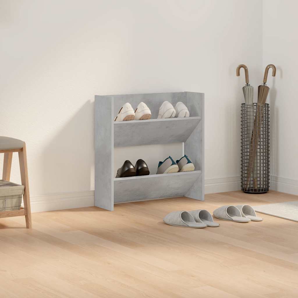 Scarpiera a Muro Grigio Cemento 60x18x60cm in Legno Multistrato